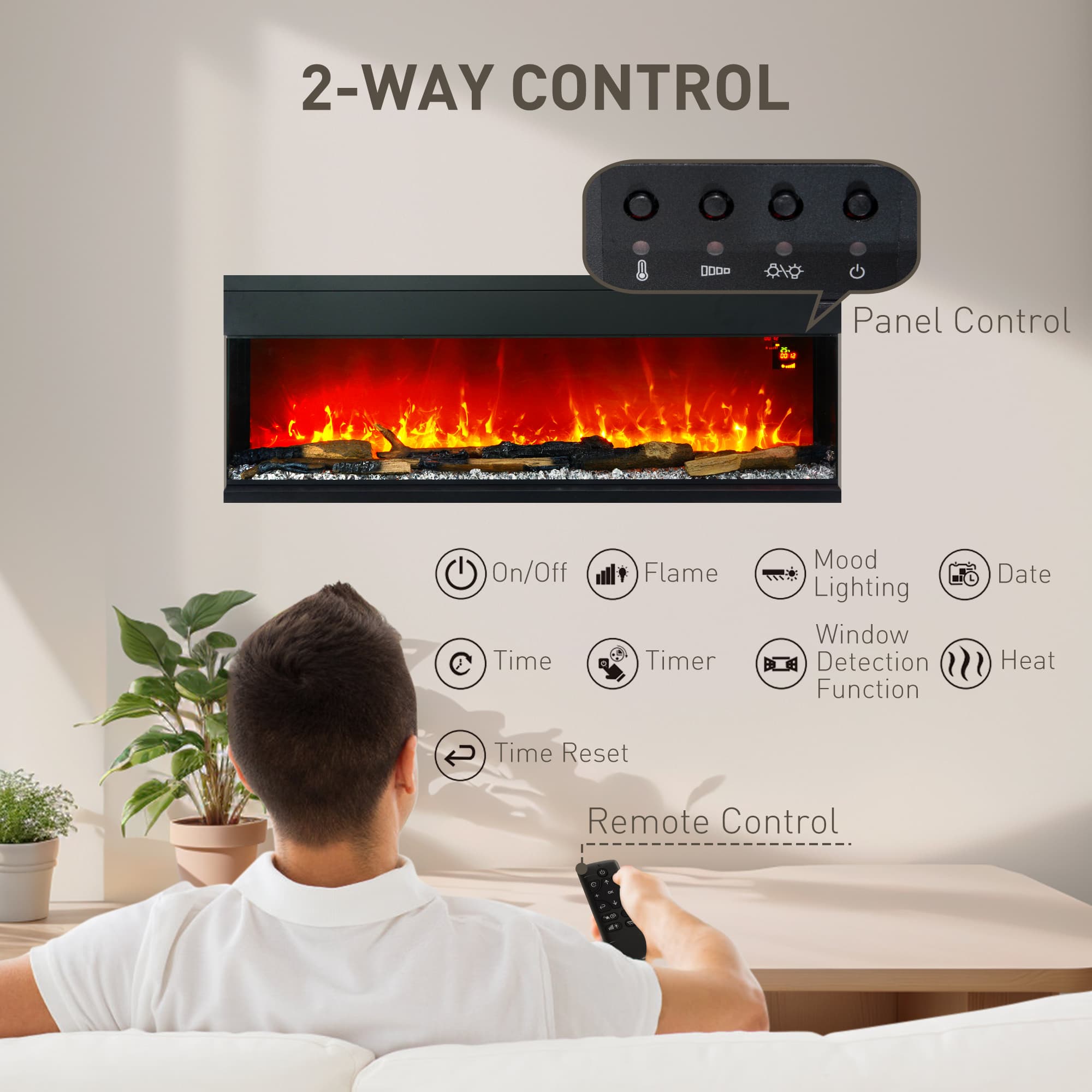 Panoramic Electric Fireplace with Custom Flame Settings - image 6