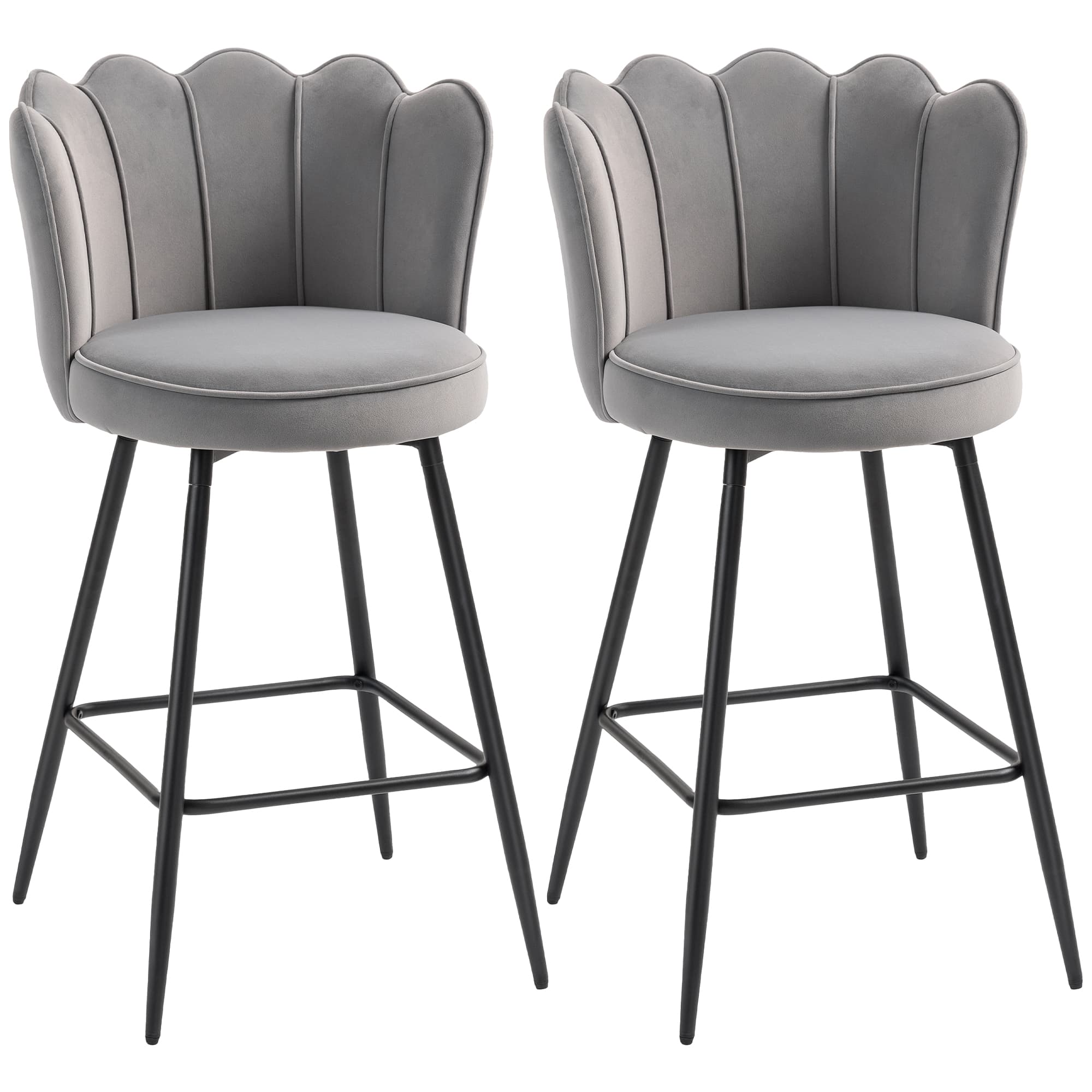Transform Your Kitchen with Grey Lotus Velvet Bar Stools - Grey