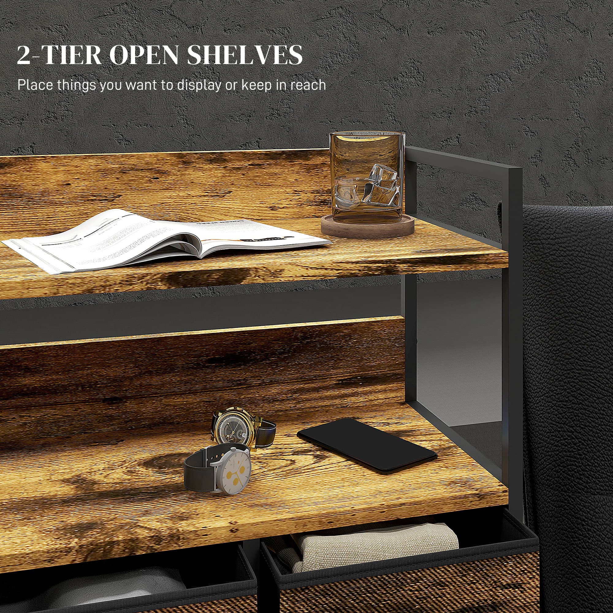 Industrial-Style Storage Chest with Seven Fabric Drawers - image 2