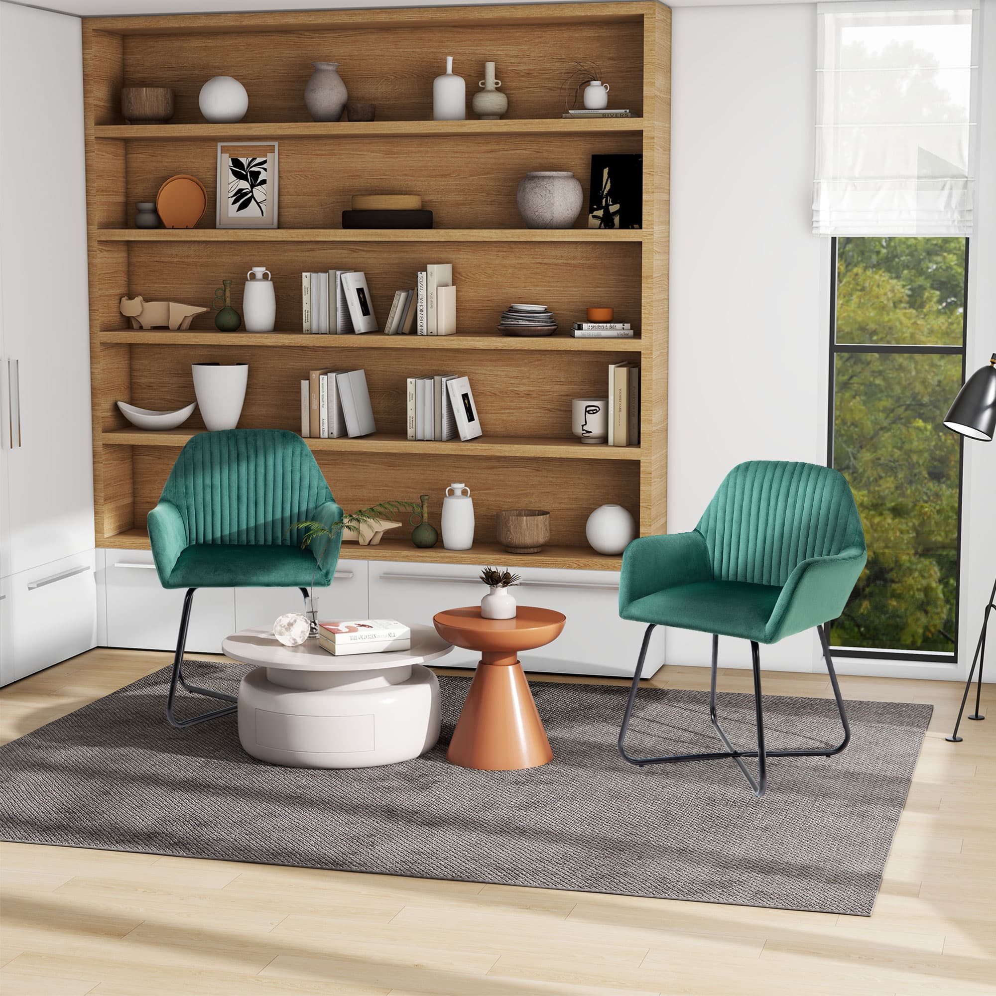Discover the Green Velvet-Feel Plisse Accent Chair - image 3