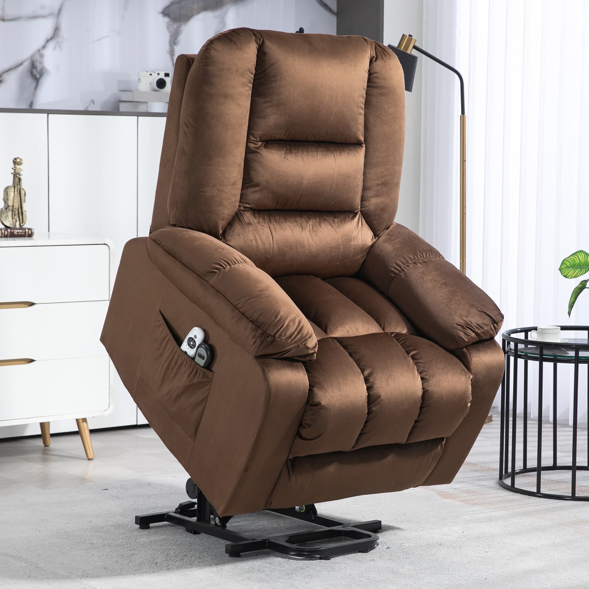 Effortless Comfort: Brown Heated Massage Riser Recliner - image 4