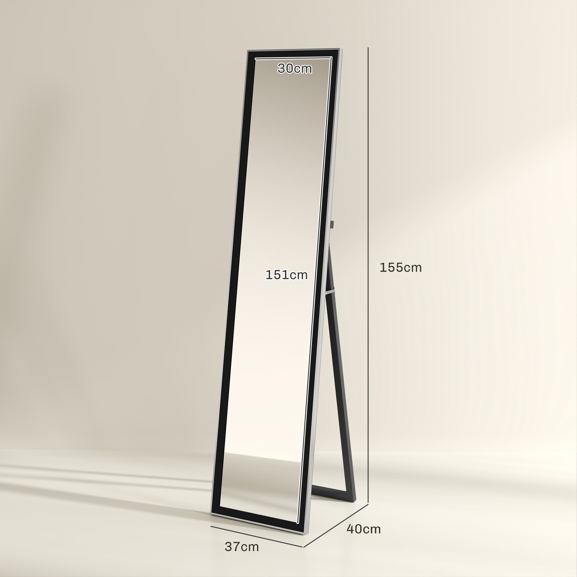 Full-Length Standing Mirror With Black Frame – 157cm - image 4