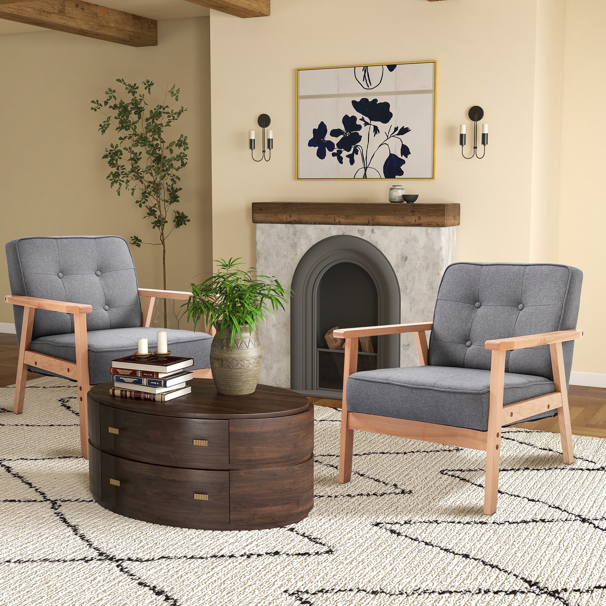 Transform Your Space With Retro Grey Linen Accent Chairs - image 2