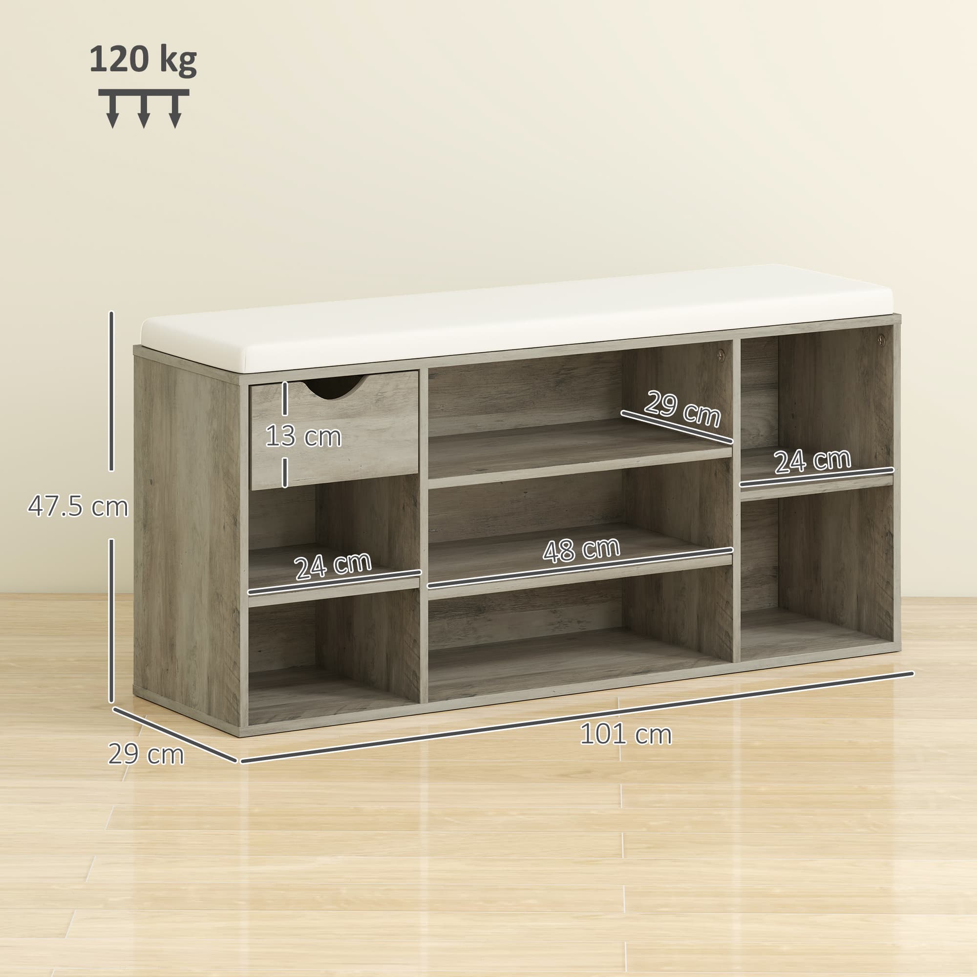 Transform Your Hallway with this Grey Shoe Storage Bench - image 2