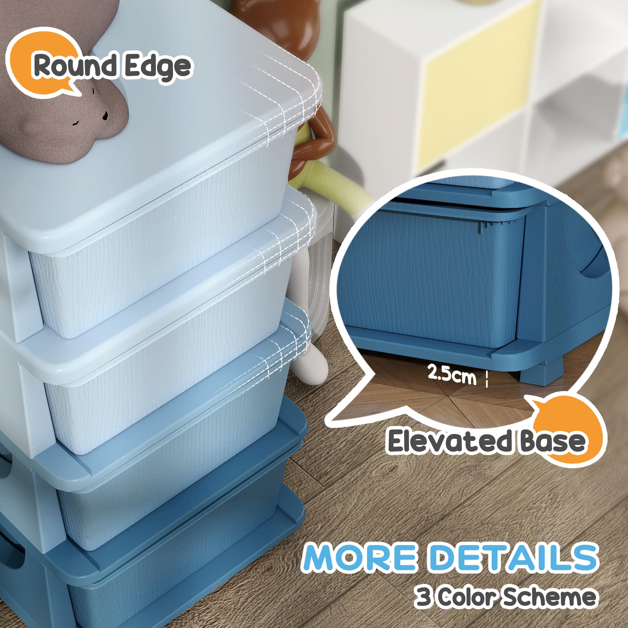 Four-Drawer Kids Storage Tower in Graduated Blue - image 1
