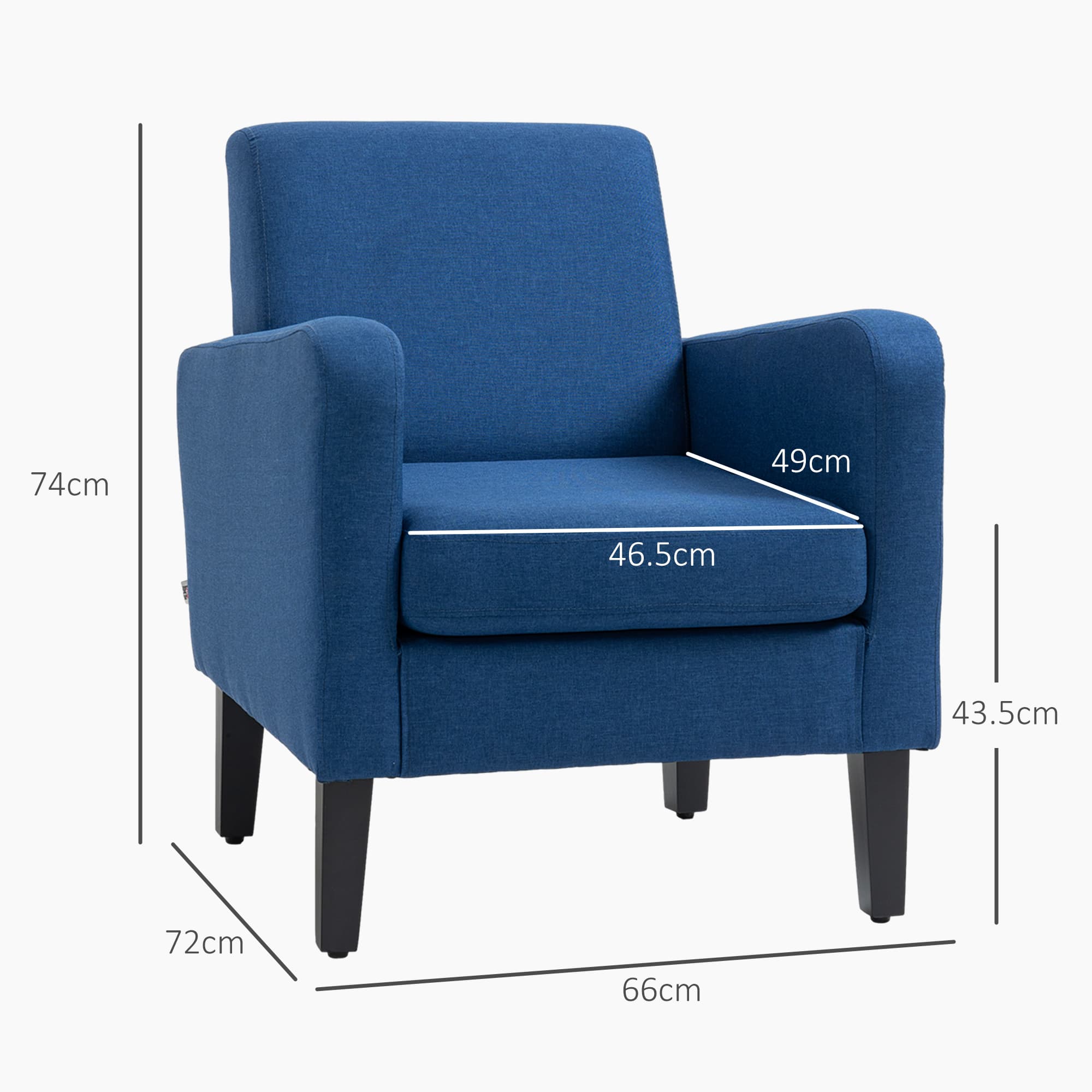 Modern Blue Linen-Feel Accent Armchairs Set of Two - image 2