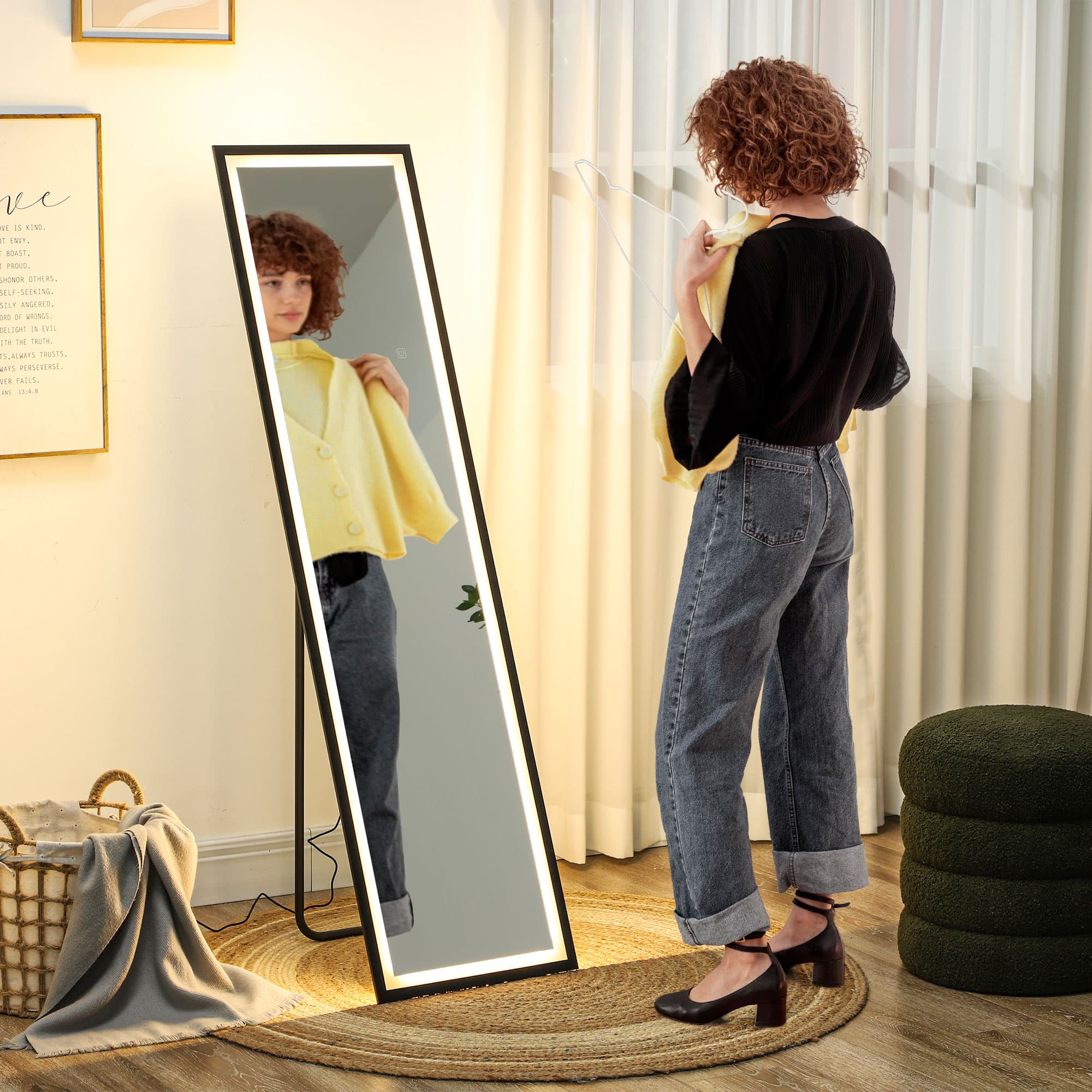 Transform Your Space With This Black Full Length LED Mirror - image 4