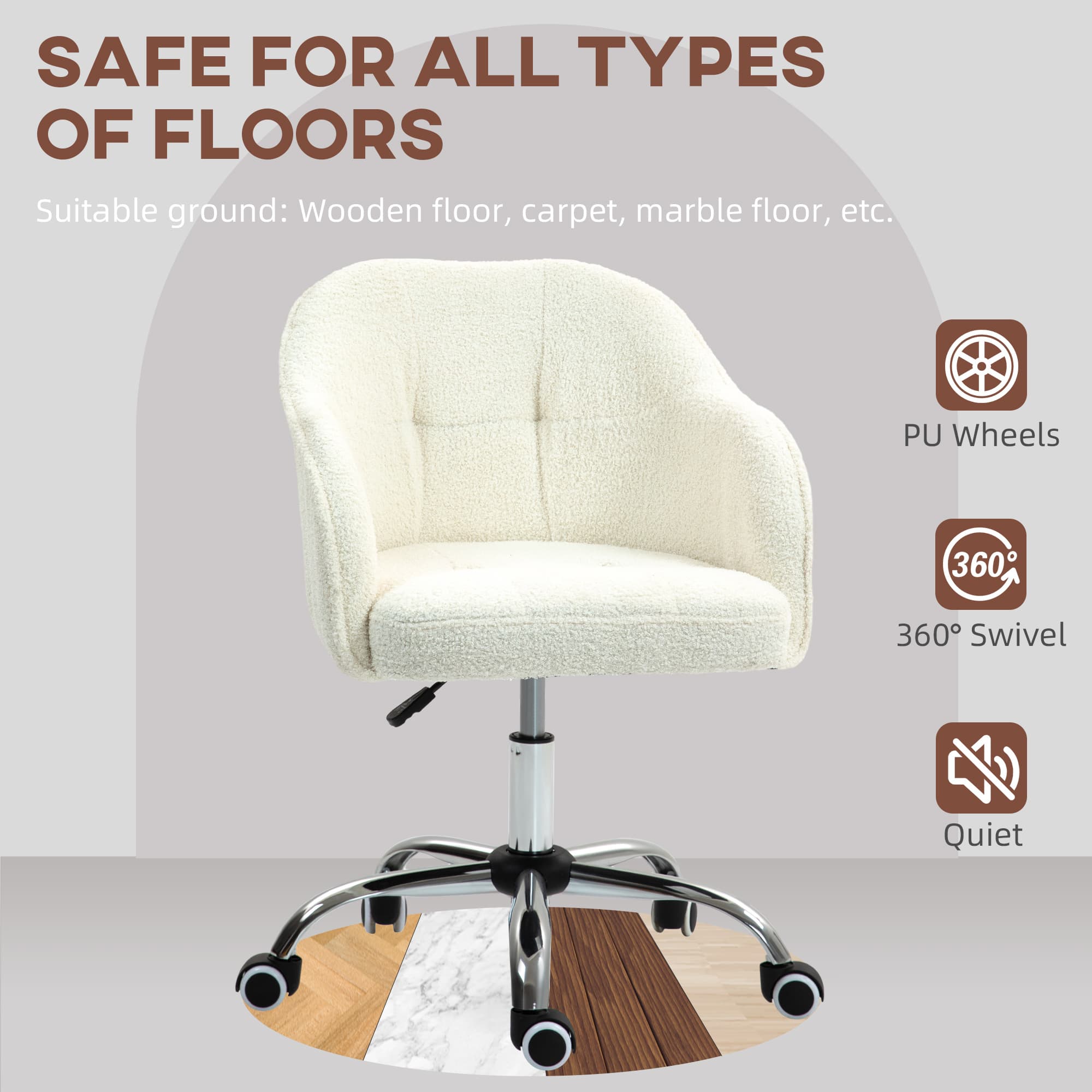 Cream Teddy Fleece Office Chair for Effortless Comfort - image 4
