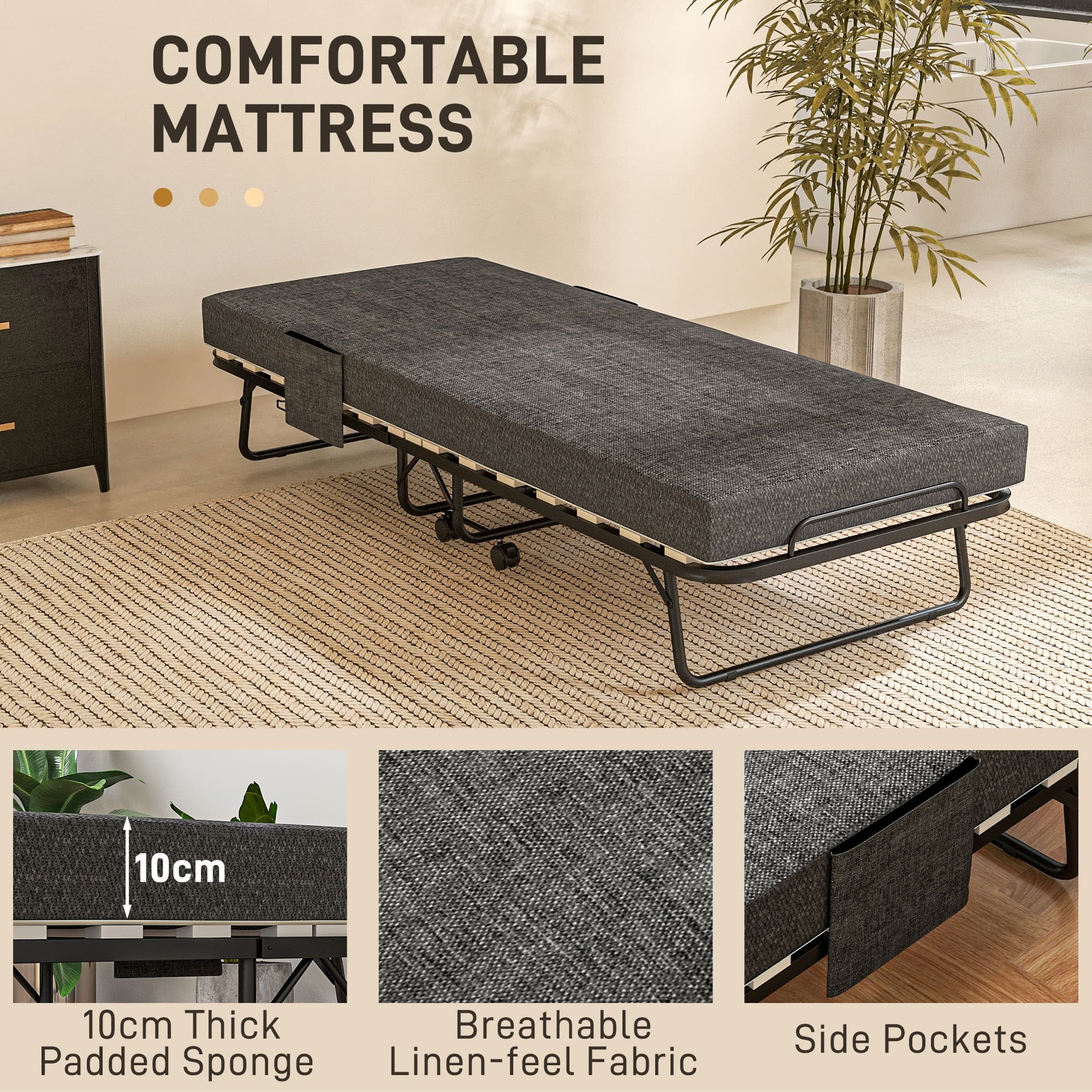 Effortless Single Folding Guest Bed with 10cm Mattress - image 1