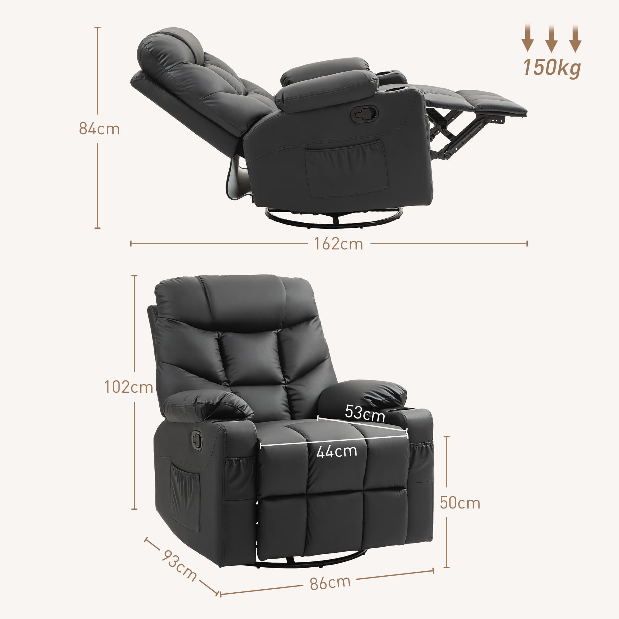 Effortless Comfort: Black Faux Leather Swivel Recliner - image 4