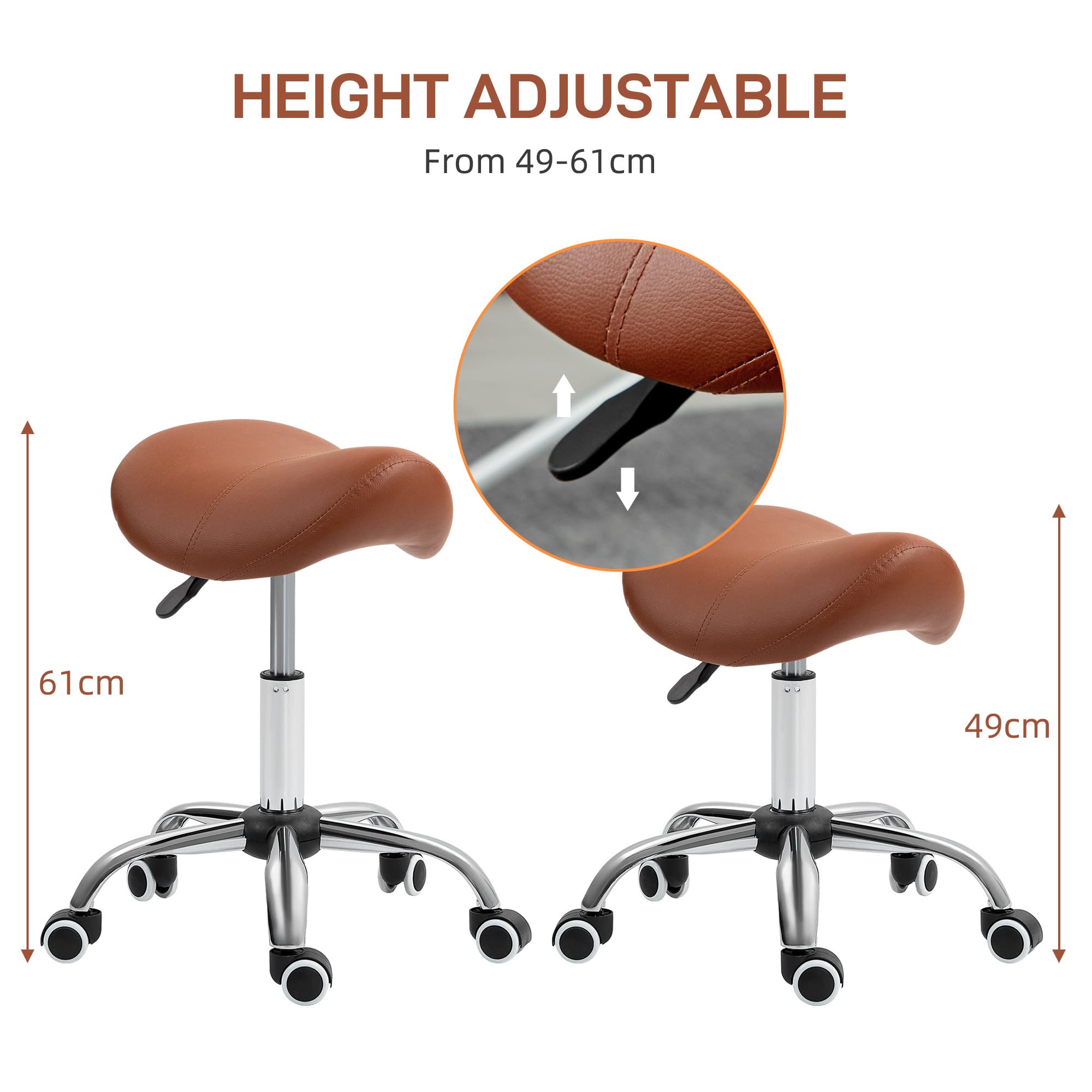 Brown Saddle Stool for Salons, Spa Rooms and Studios - image 6