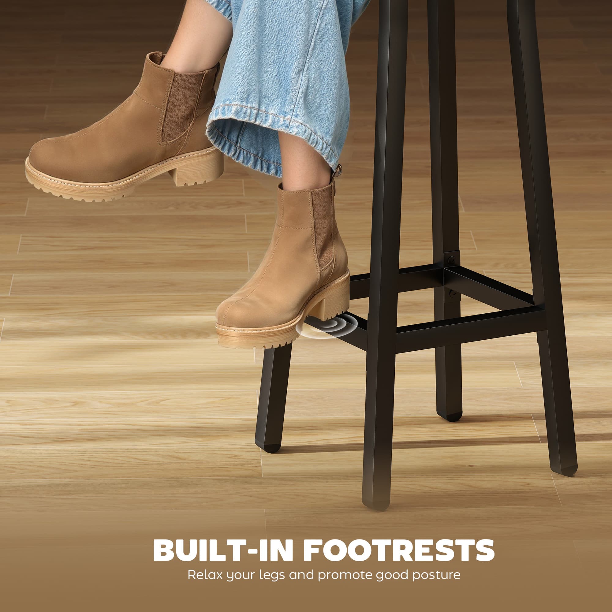 Effortless Industrial Style: Set of 2 Rustic Brown Bar Stools - image 4