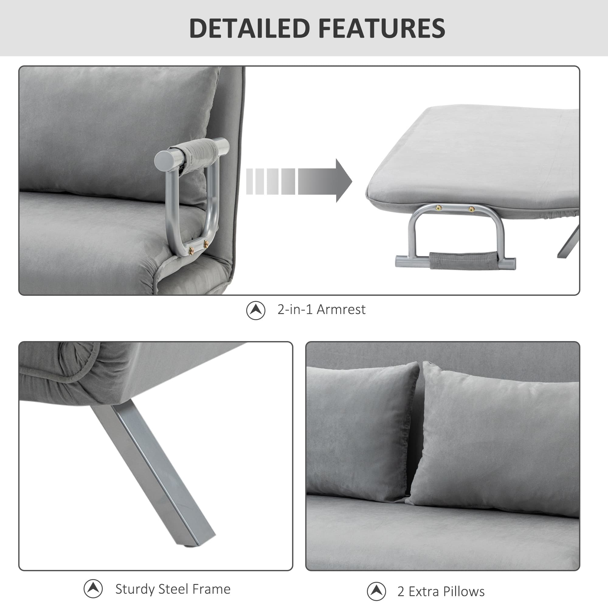Transform Your Space with this Light Grey Click-Clack Sofa Bed - image 2