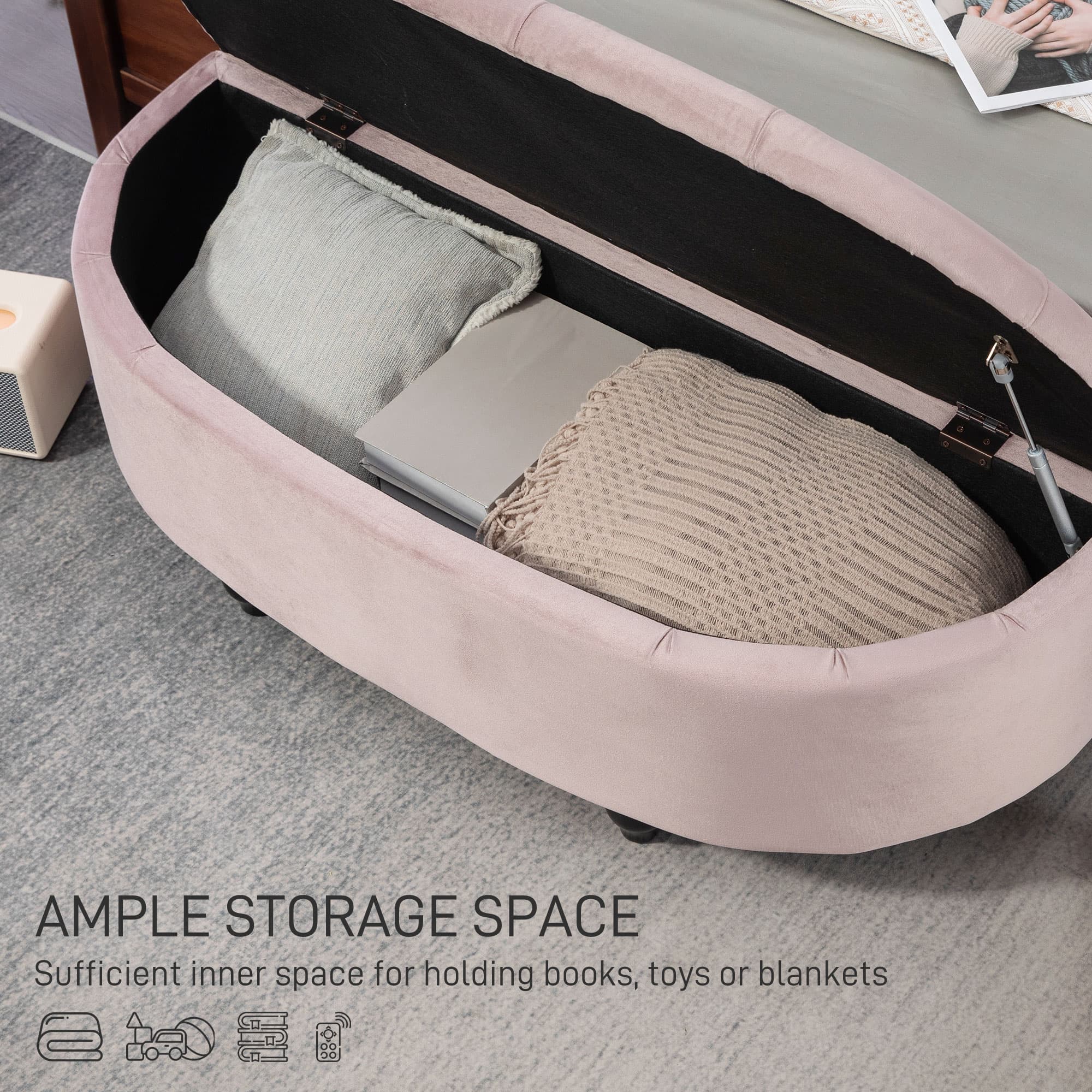 Transform Your Bedroom with this Pink Velvet Storage Ottoman - image 2