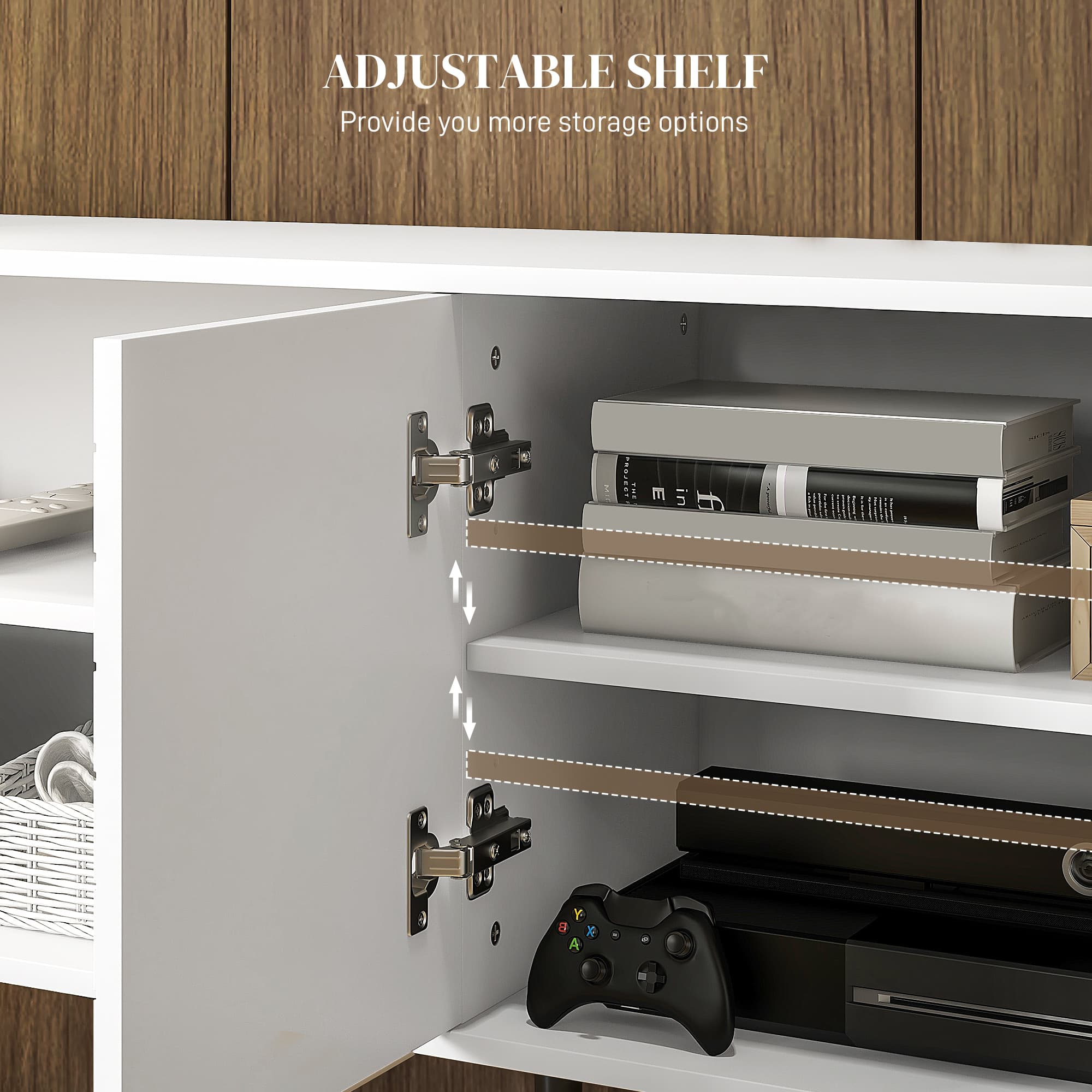 TV Stand with Open Shelves and Slatted Cupboard - image 3