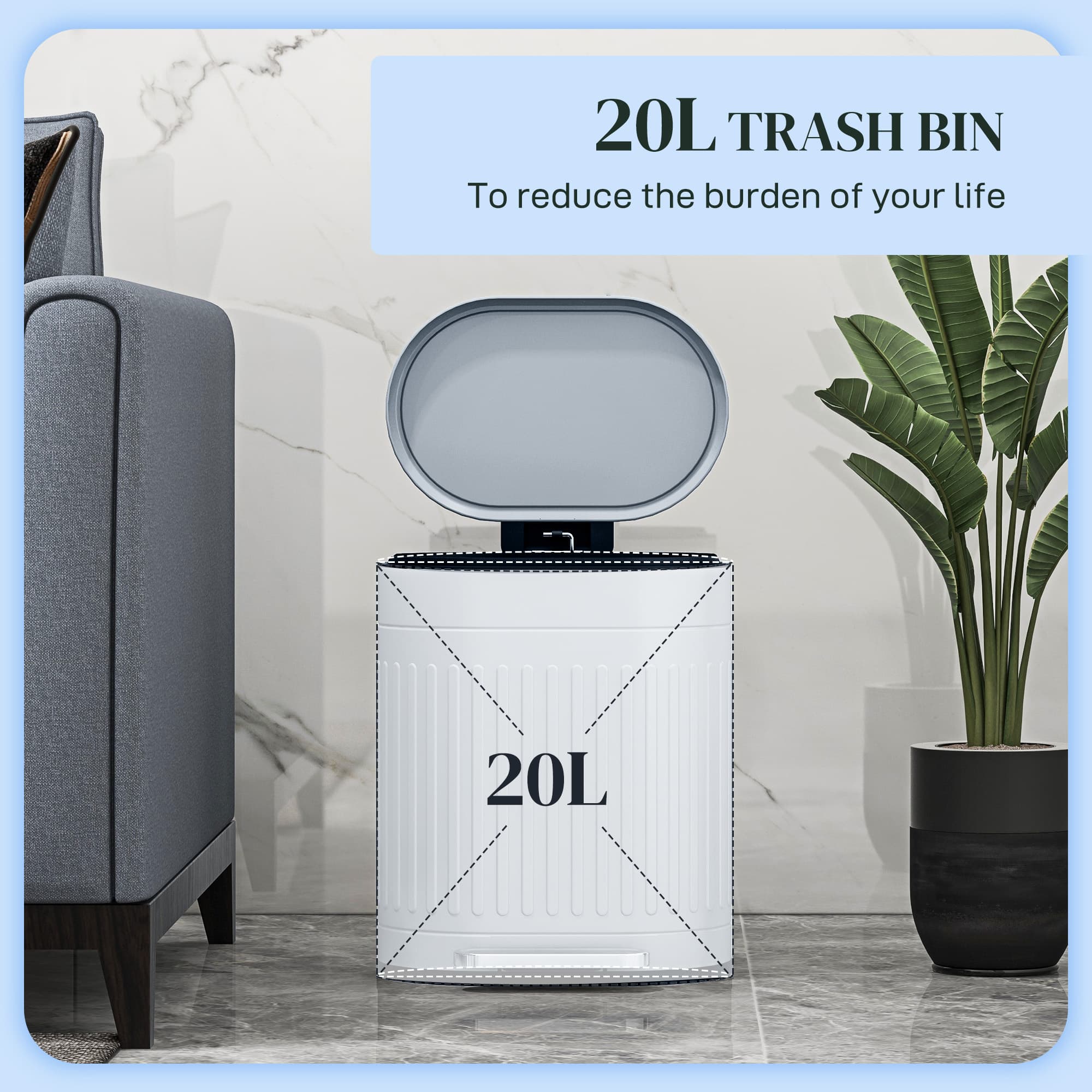 Grey 20L Pedal Bin with Soft-Close Lid for Kitchen Use - image 6