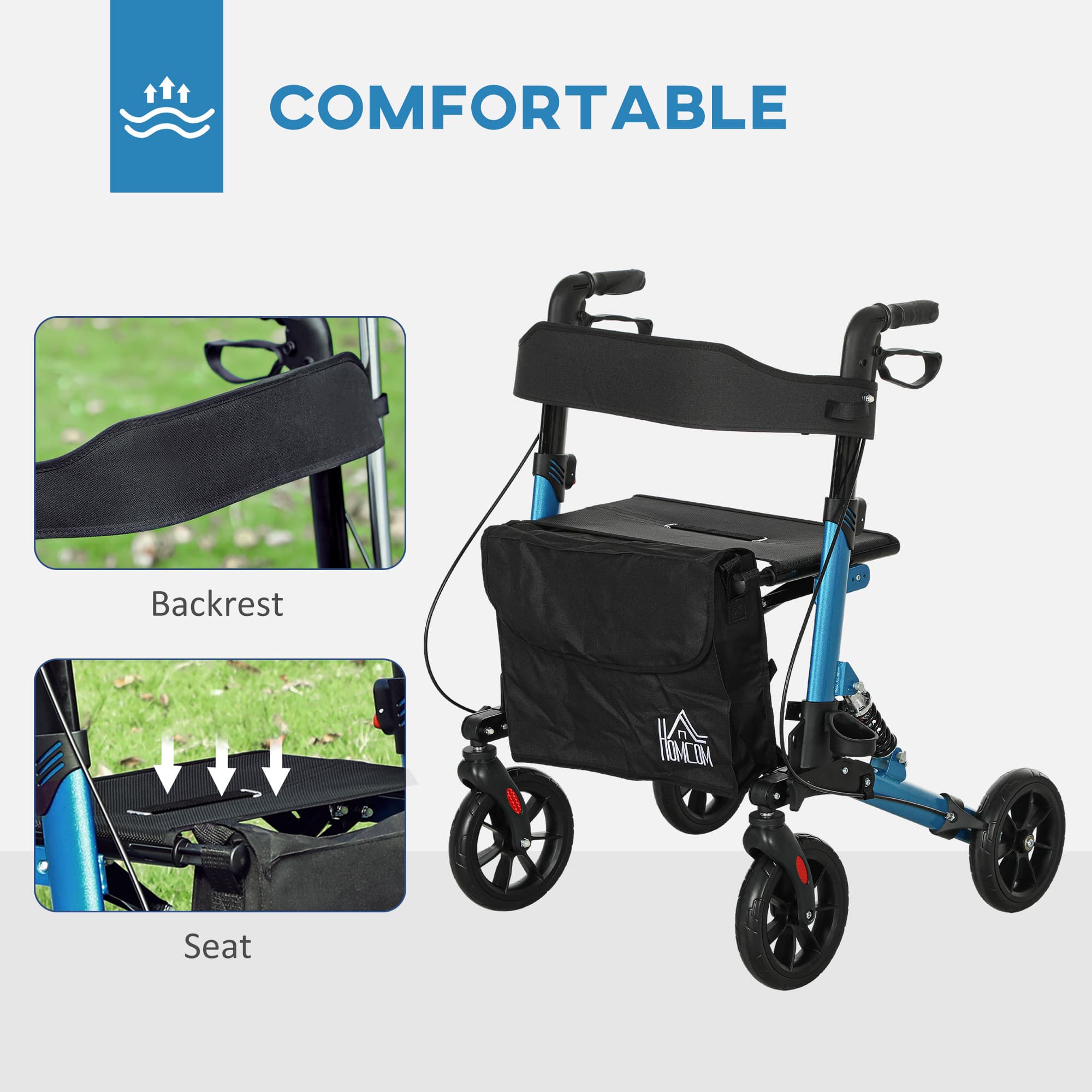 4-Wheel Rollator Walker With Padded Seat, Backrest and Storage Bag - image 7