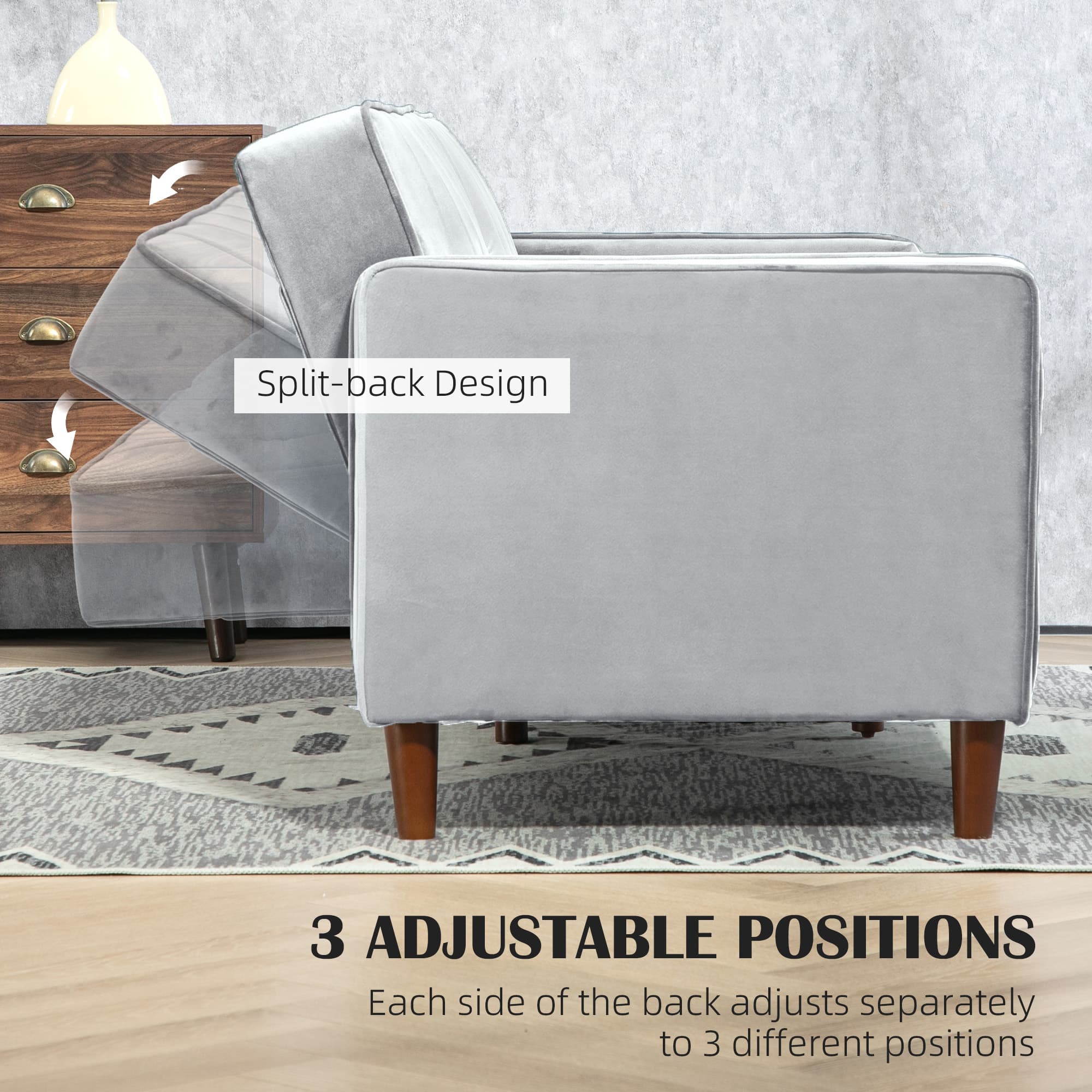 Transform Your Space with this Light Grey Velvet Sofa Bed - image 5