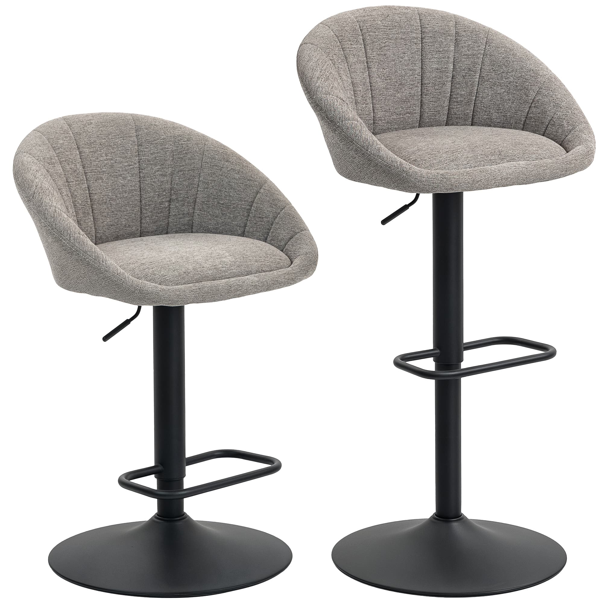 Set of 2 Grey Tub Bar Stools for Effortless Kitchen Comfort - Grey