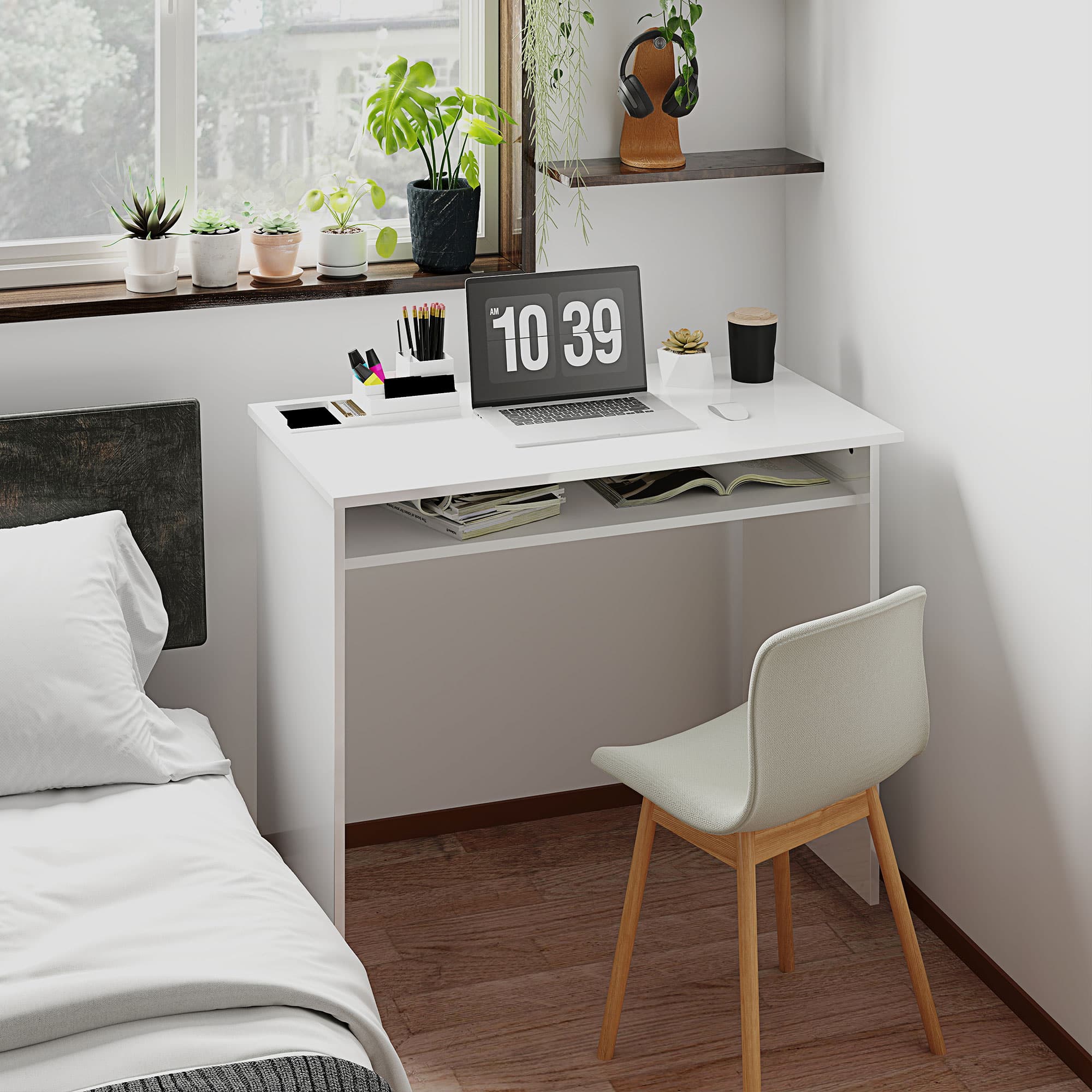 Transform Your Space with this Compact High Gloss White Desk - image 5