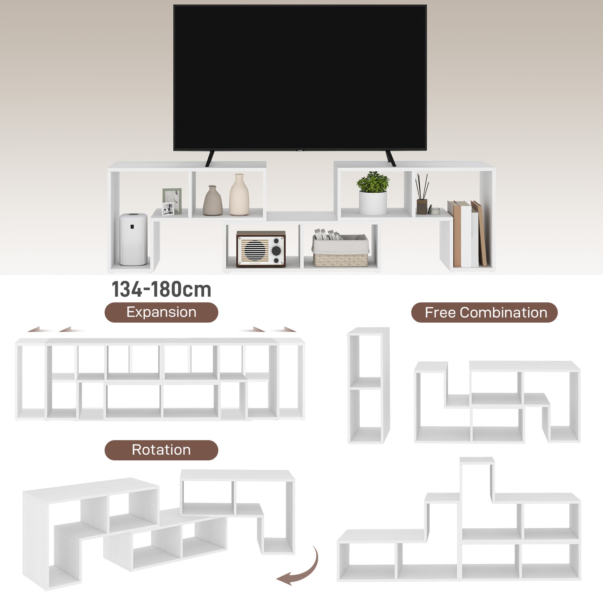 White Modular TV Stand — Three Configurable Blocks - image 1