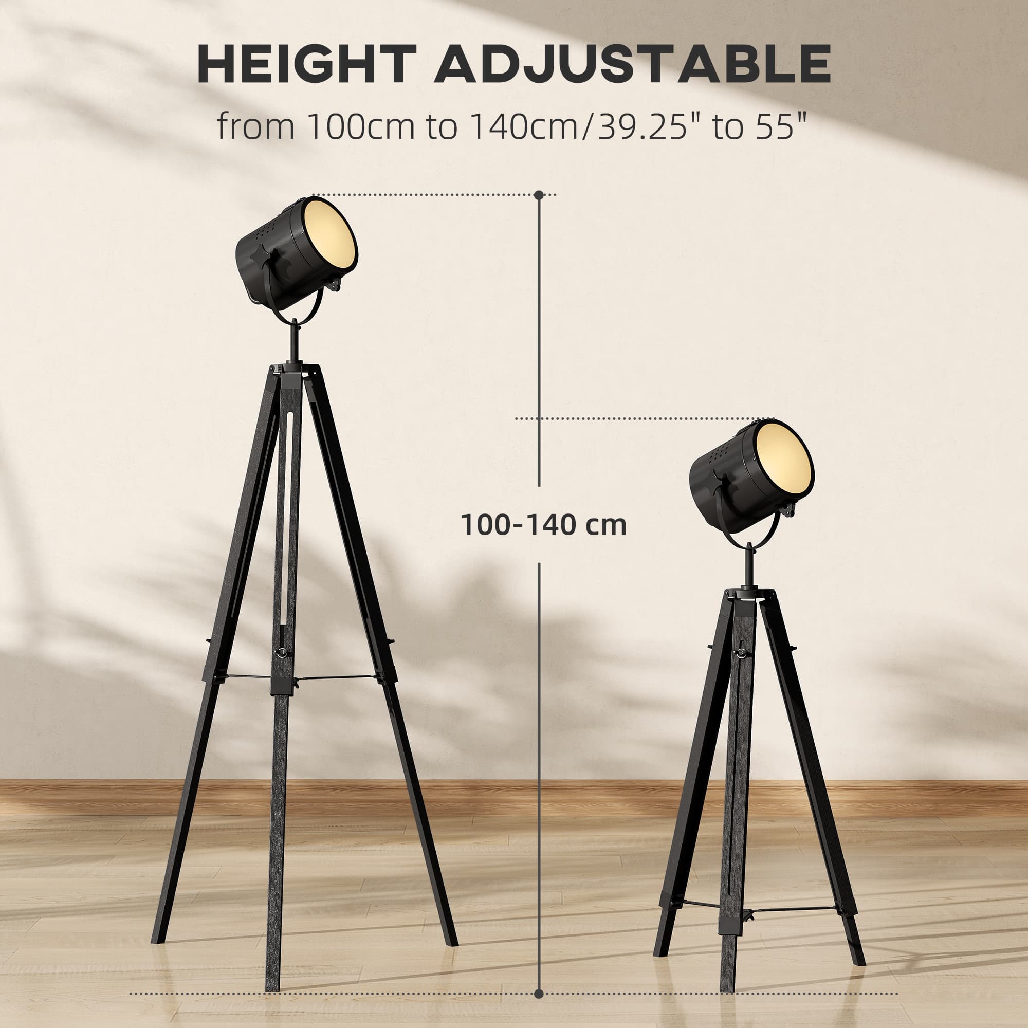 A Foldable Tripod Floor Lamp with Industrial Searchlight Style - image 1