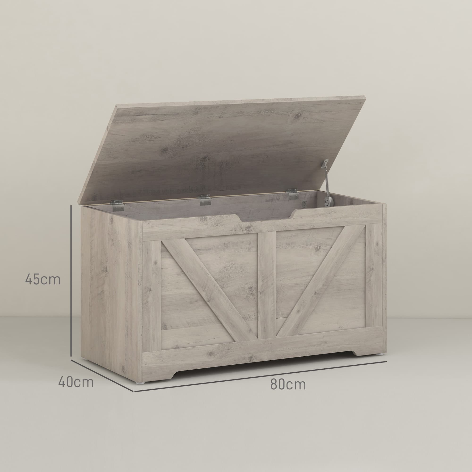 Light Grey 100L Storage Chest with X-Cross Farmhouse Panels - image 1