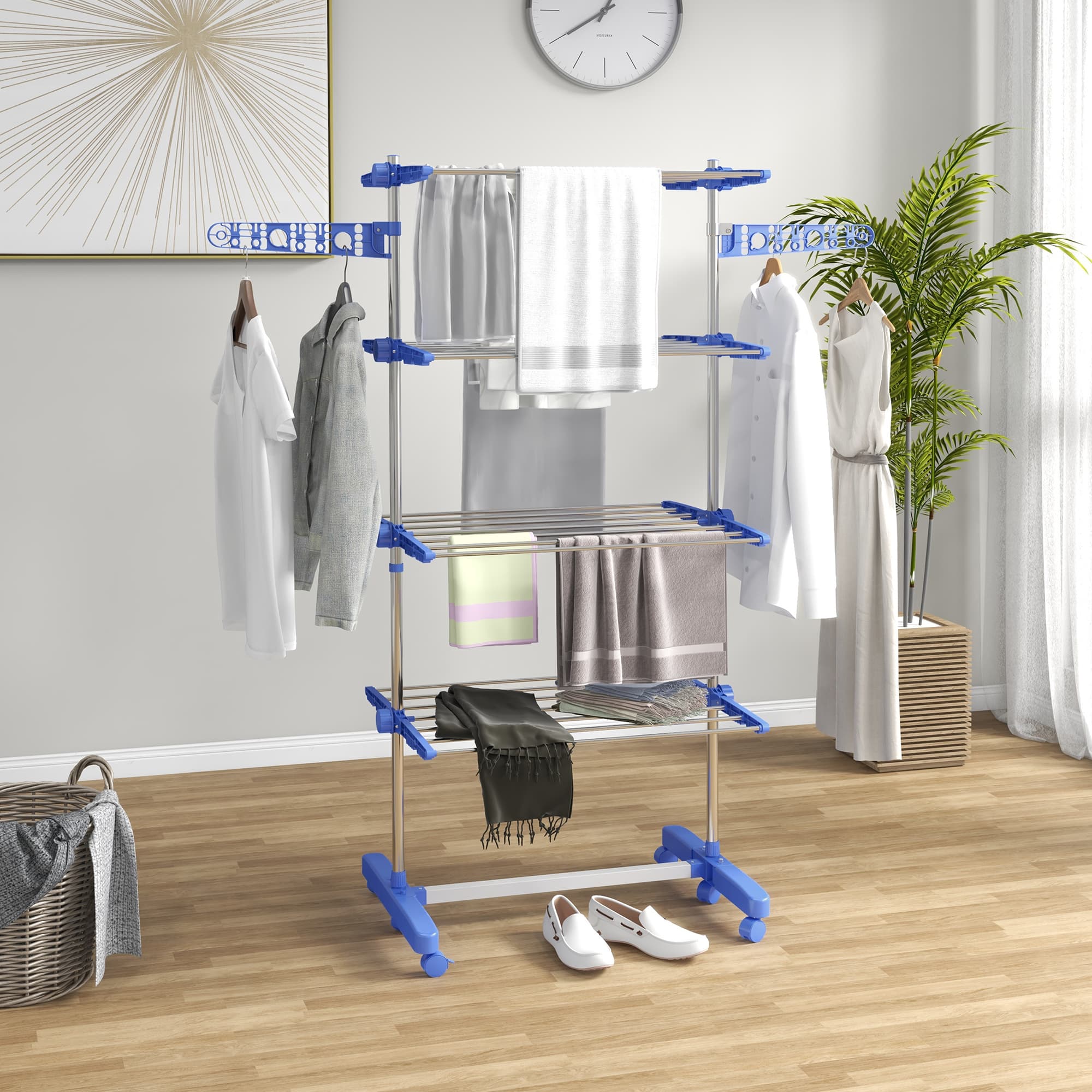 Collapsible 4-Tier Clothes Drying Rack with Wing Extensions - image 3