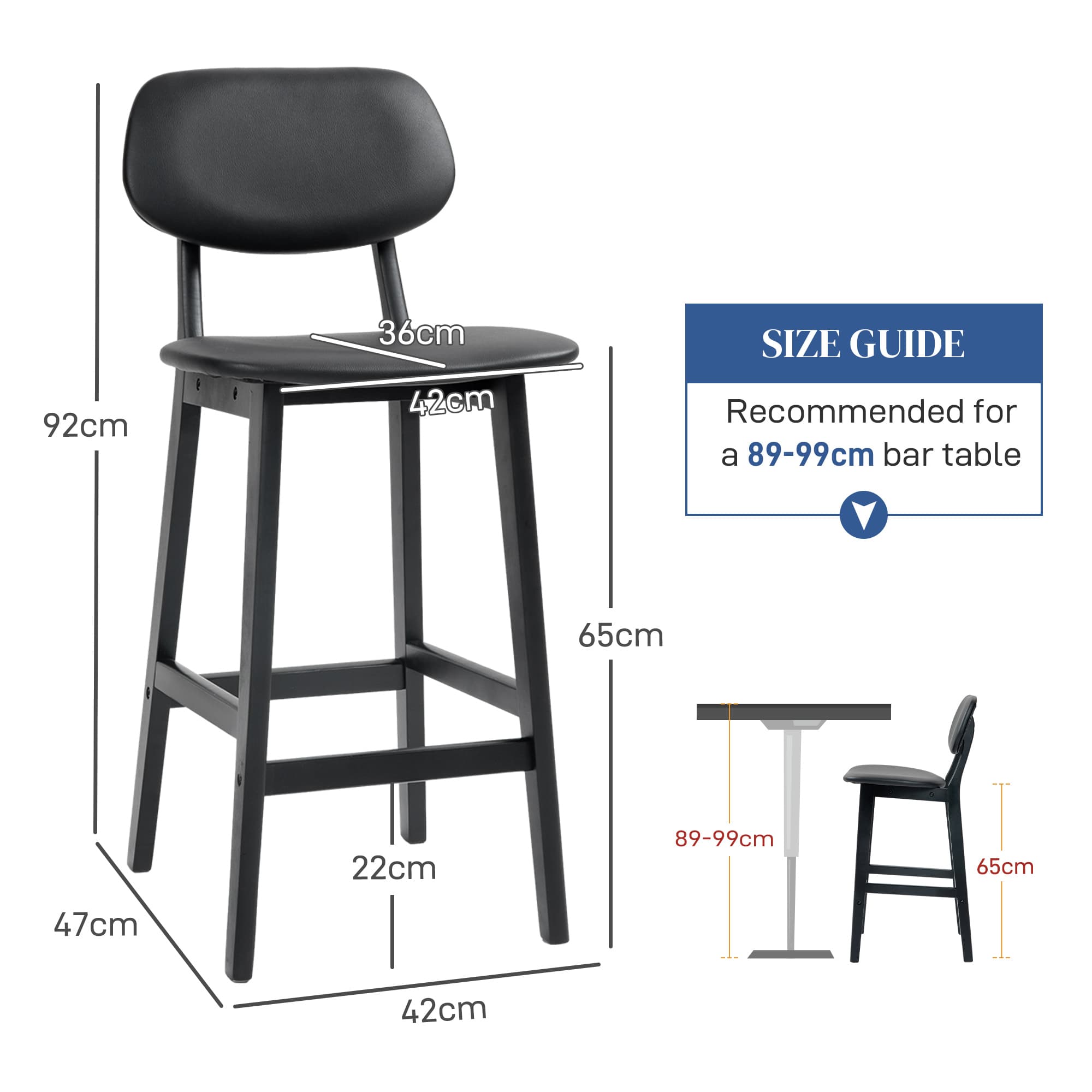 Effortless Style: Black Faux Leather & Wooden Bar Stools - image 5