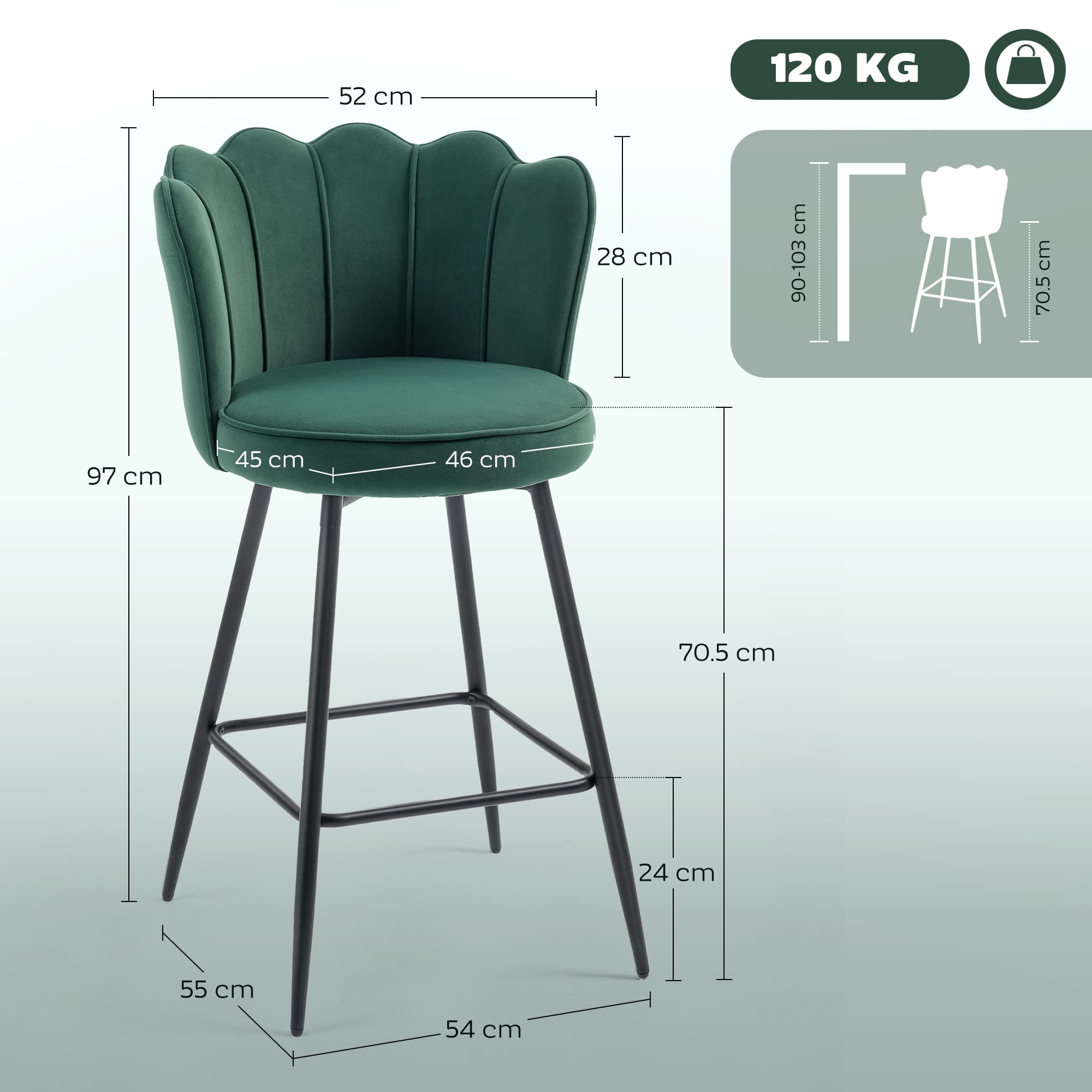 Transform Your Kitchen with Dark Green Velvet Lotus Bar Stools - image 2