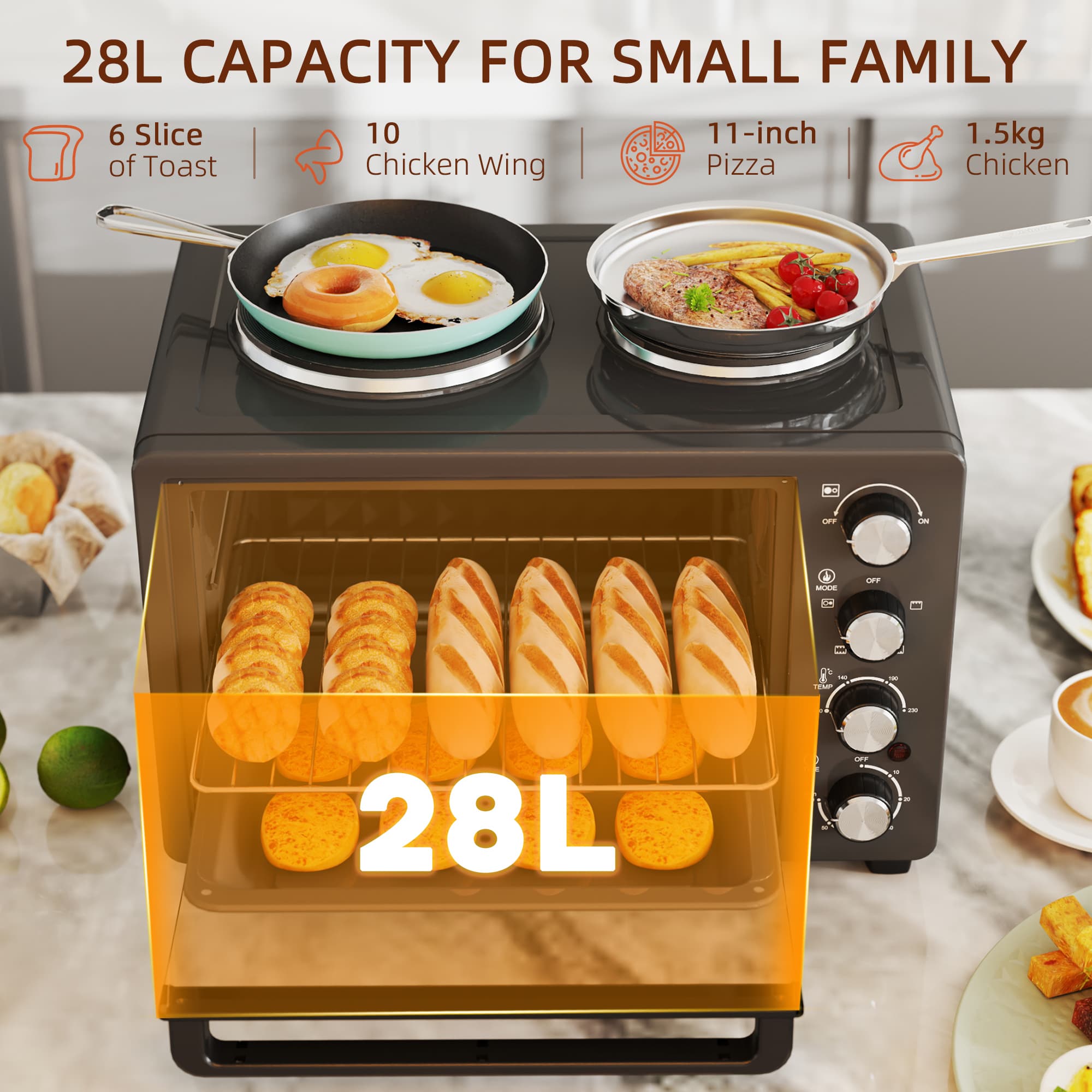 Transform Your Kitchen with this 28L Mini Oven & Dual Hot Plates - image 3