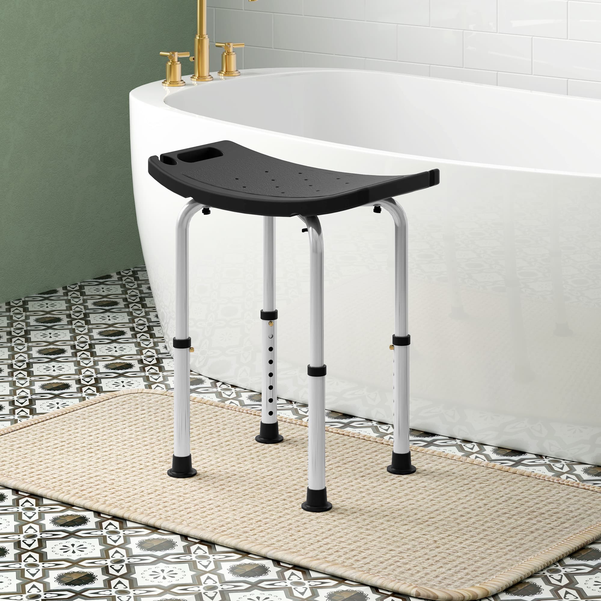 Aluminium Shower Stool, Height Adjustable, Black - image 3