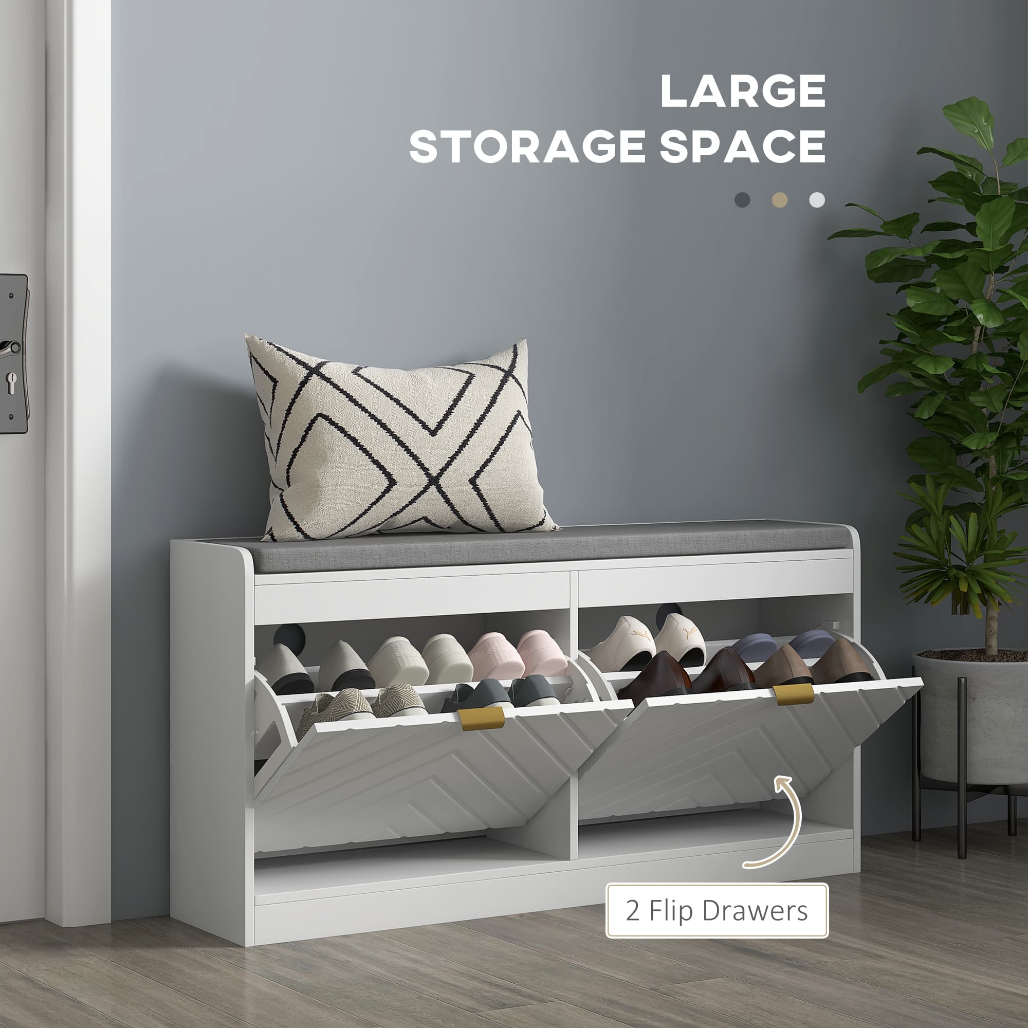 Effortless Hallway Organisation: White Shoe Bench with Seat - image 2