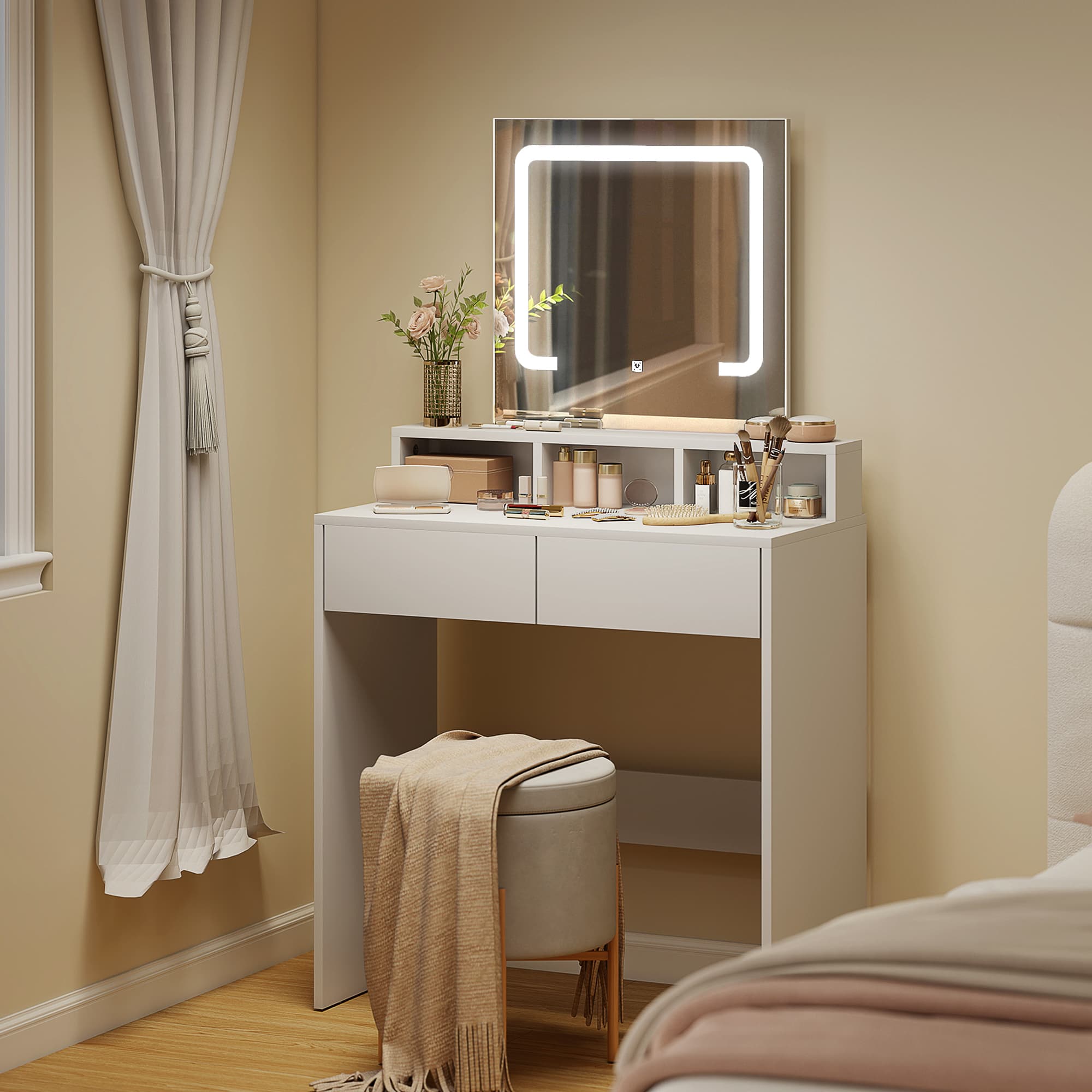Transform Your Routine with this White LED Dressing Table - image 3