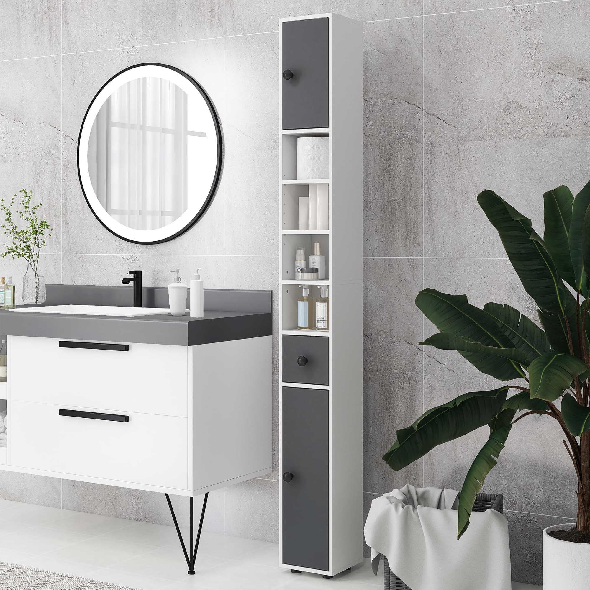 Floor-standing tower cabinet for tight bathroom spaces - image 5