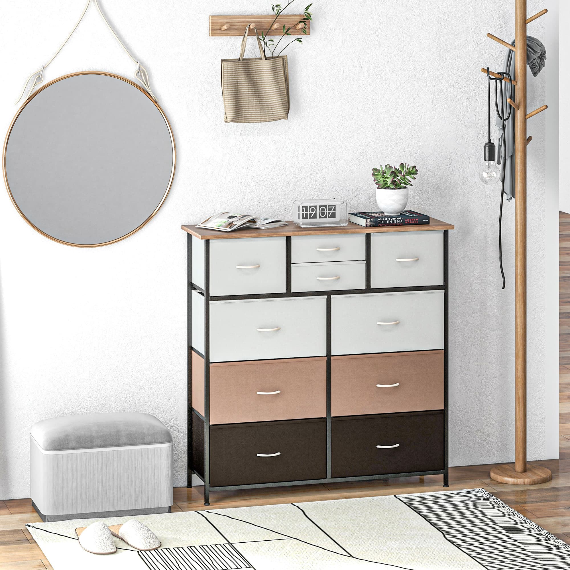 10-Drawer Dresser with Fabric Bins and Steel Frame - image 4