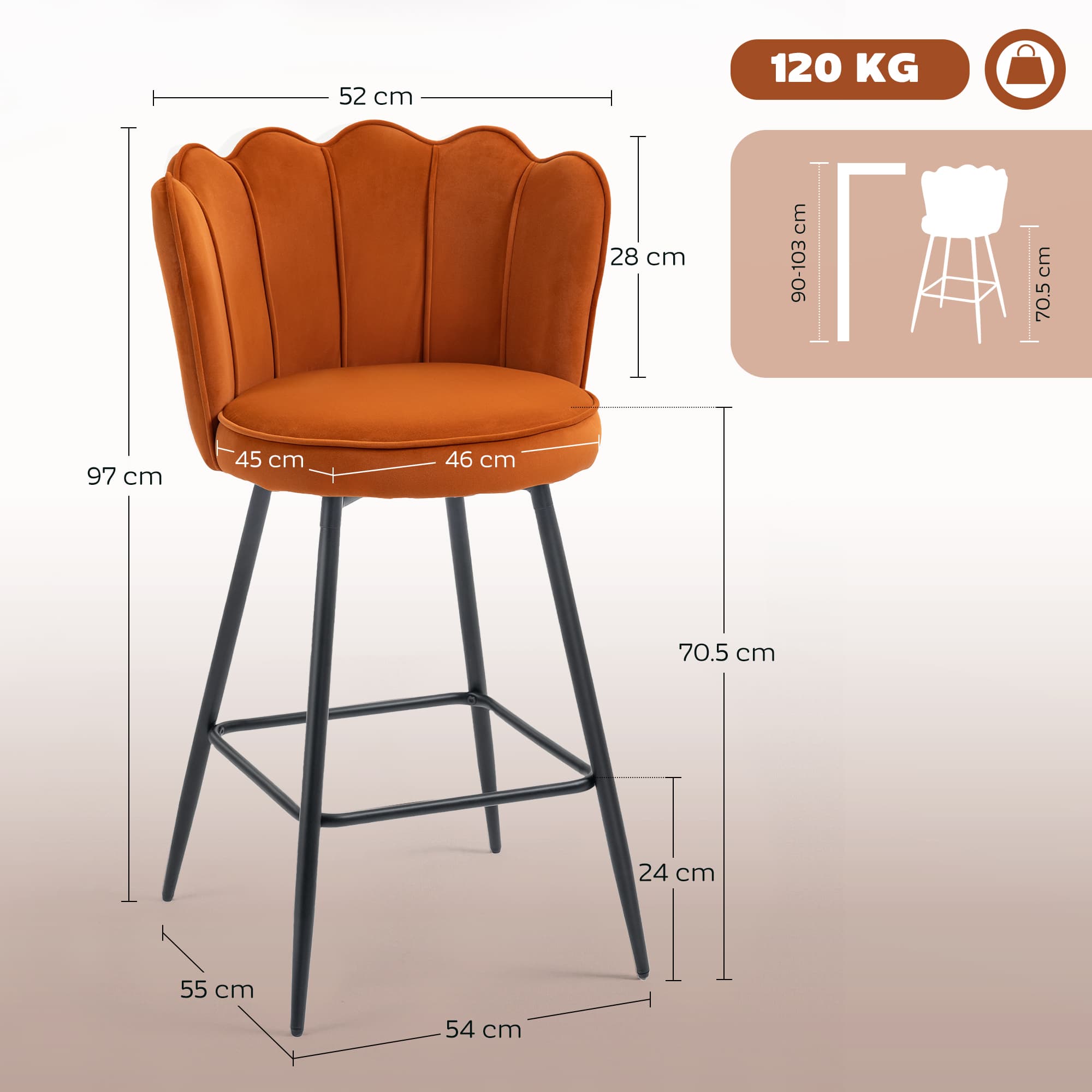 Transform Your Kitchen with Elegant Orange Lotus Bar Stools - image 2