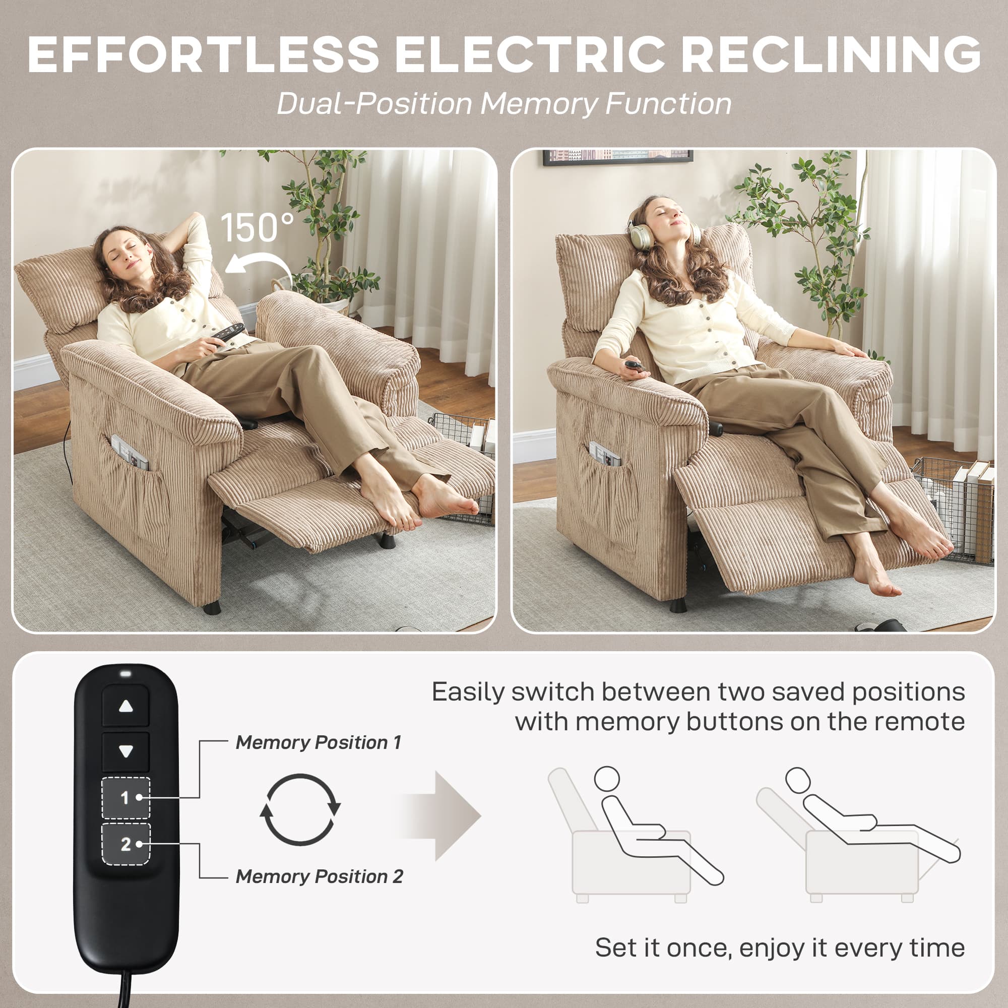 Transform Your Rest with the Corduroy Massage Recliner - image 2