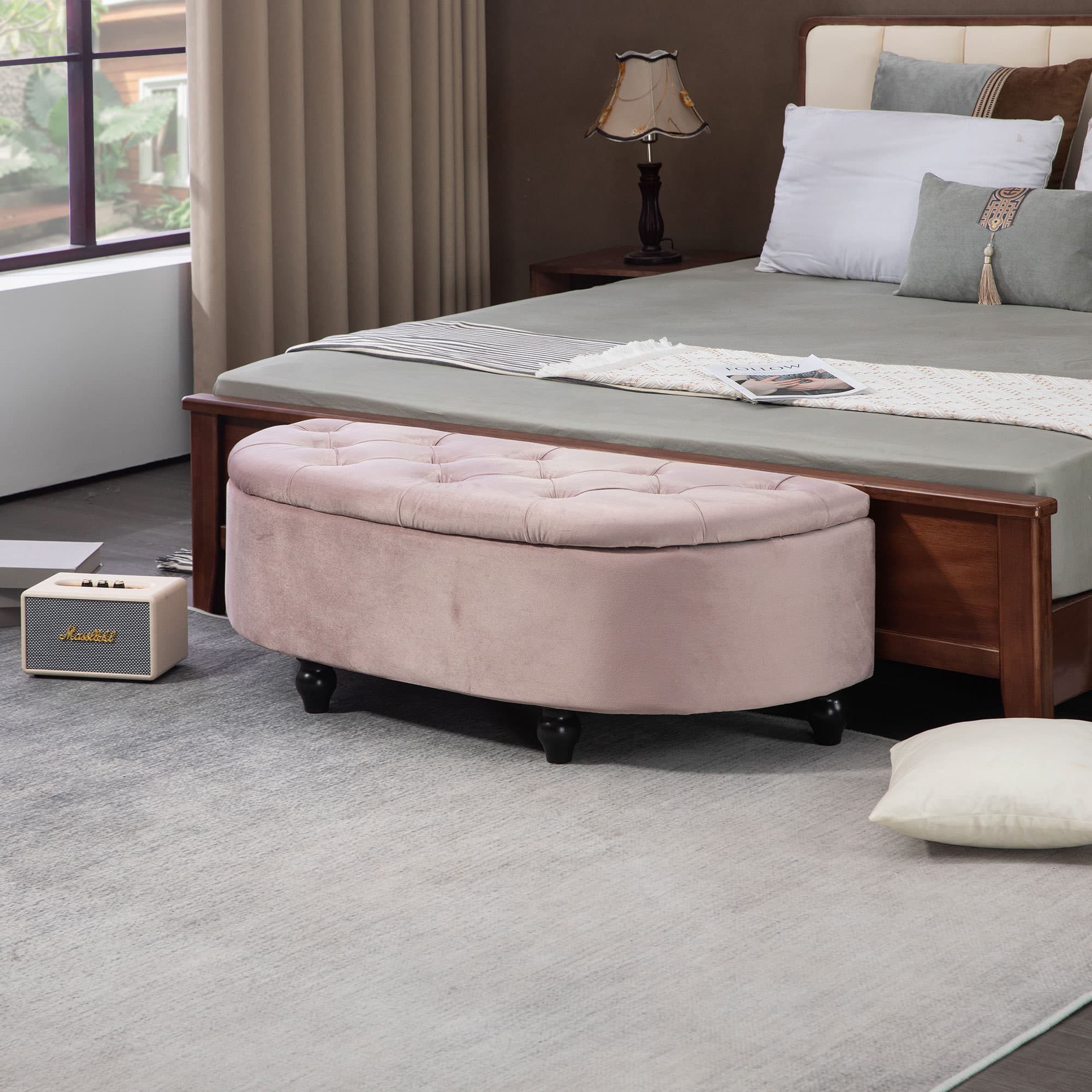 Transform Your Bedroom with this Pink Velvet Storage Ottoman - image 5