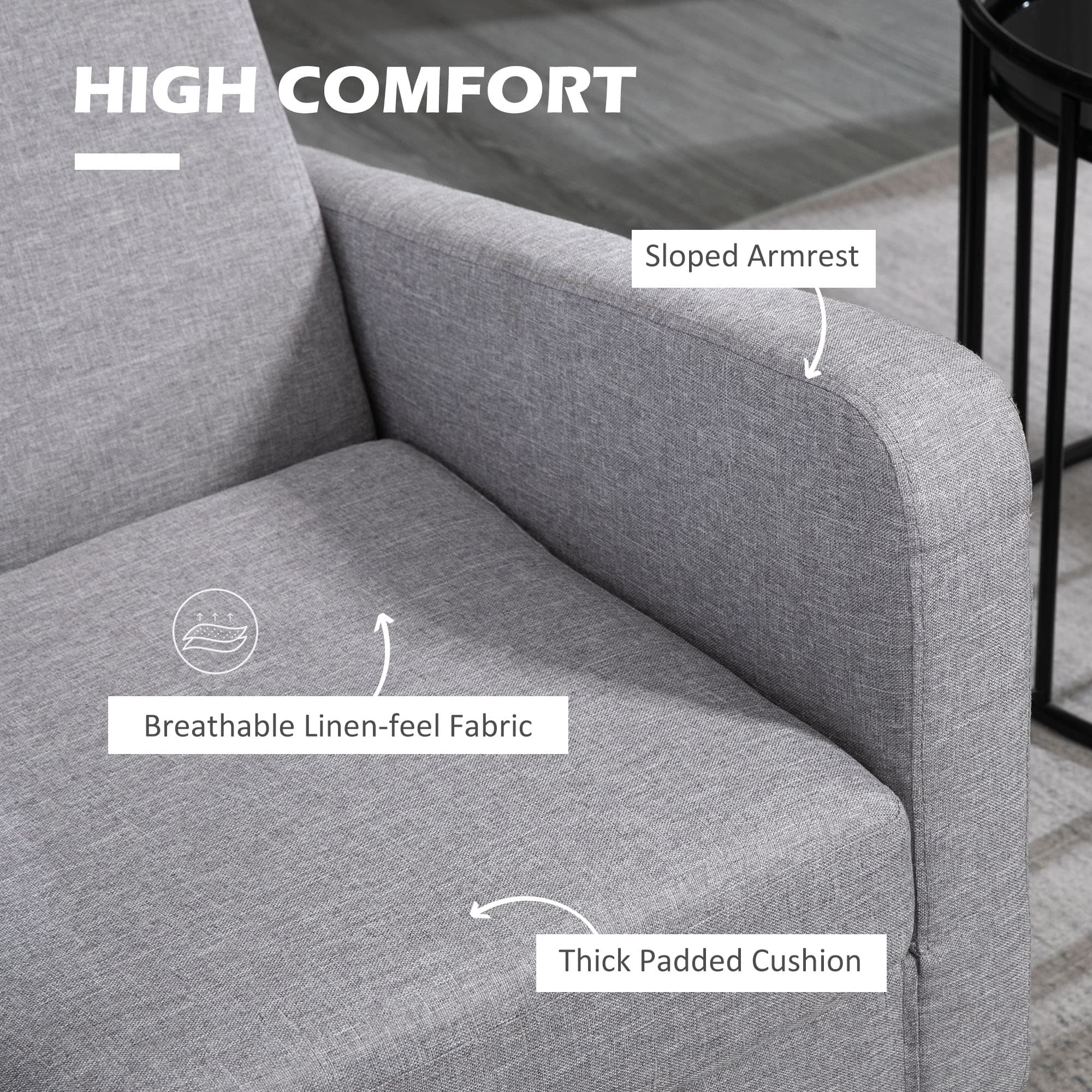 Set of 2 Modern Armchairs in Light Grey with Wood Legs - image 4