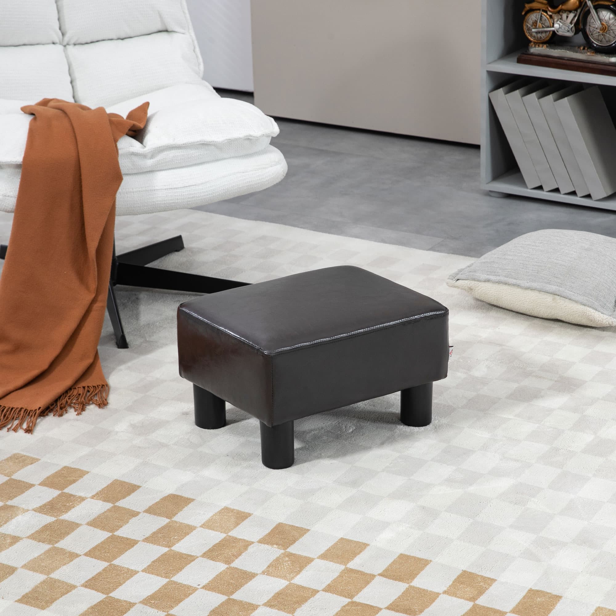 Brown PU Leather Footstool Ottoman for Compact Comfort - image 6