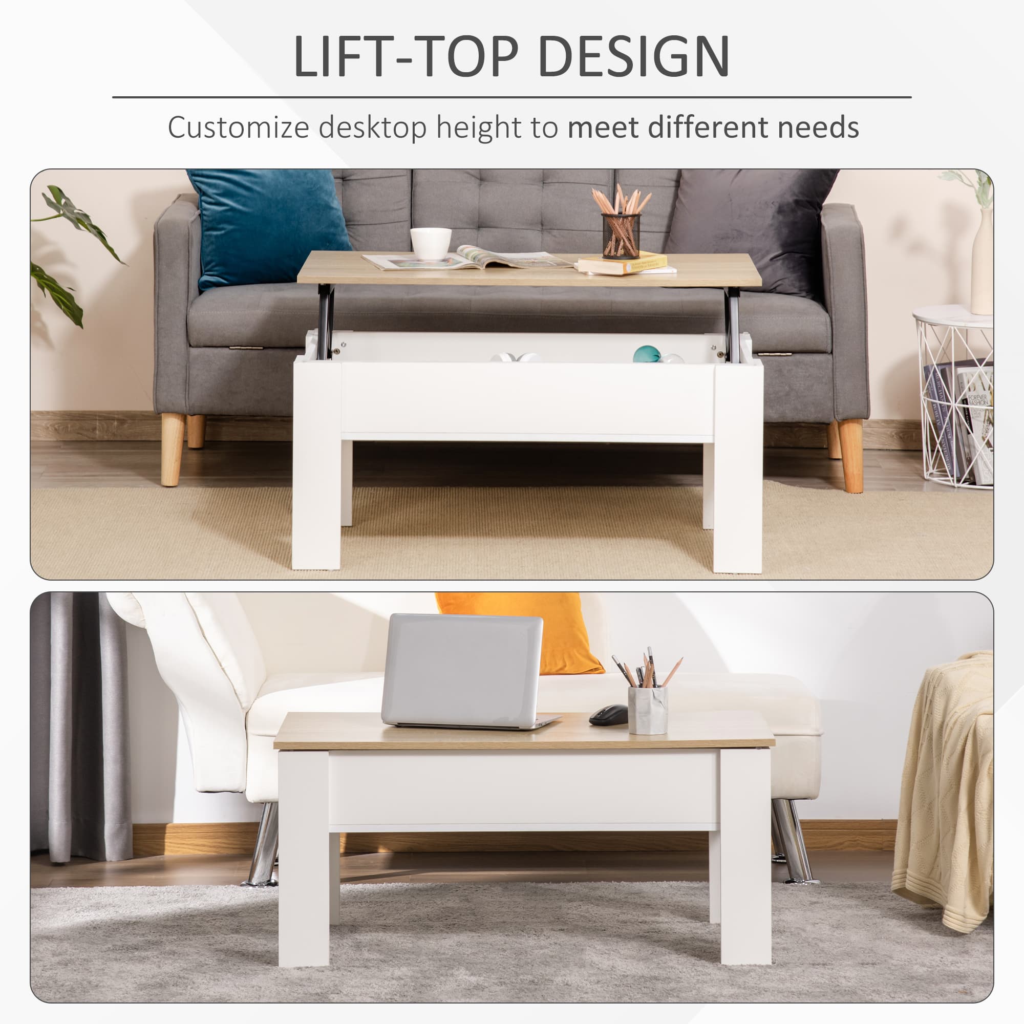 Effortless Lift Top Coffee Table with Hidden Storage - image 3