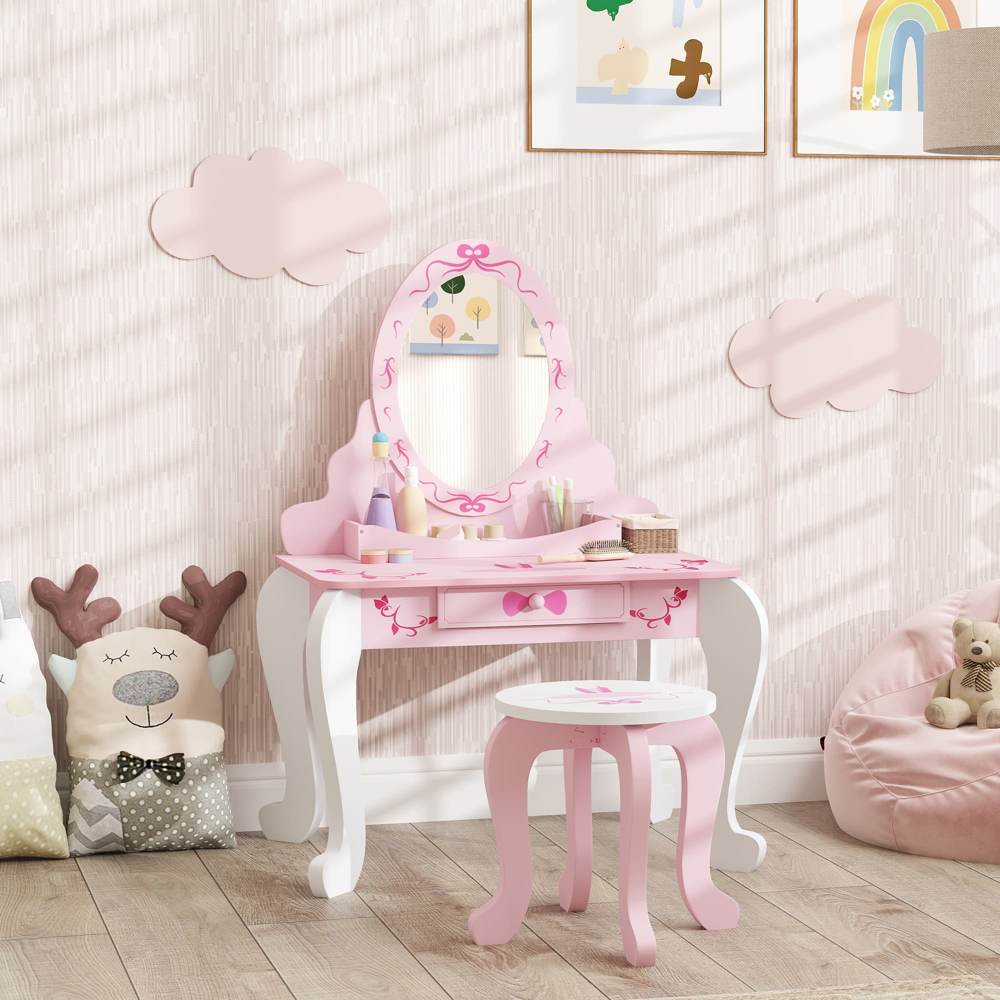 Transform Playtime with this Pink Kids Vanity Set & Stool - image 1