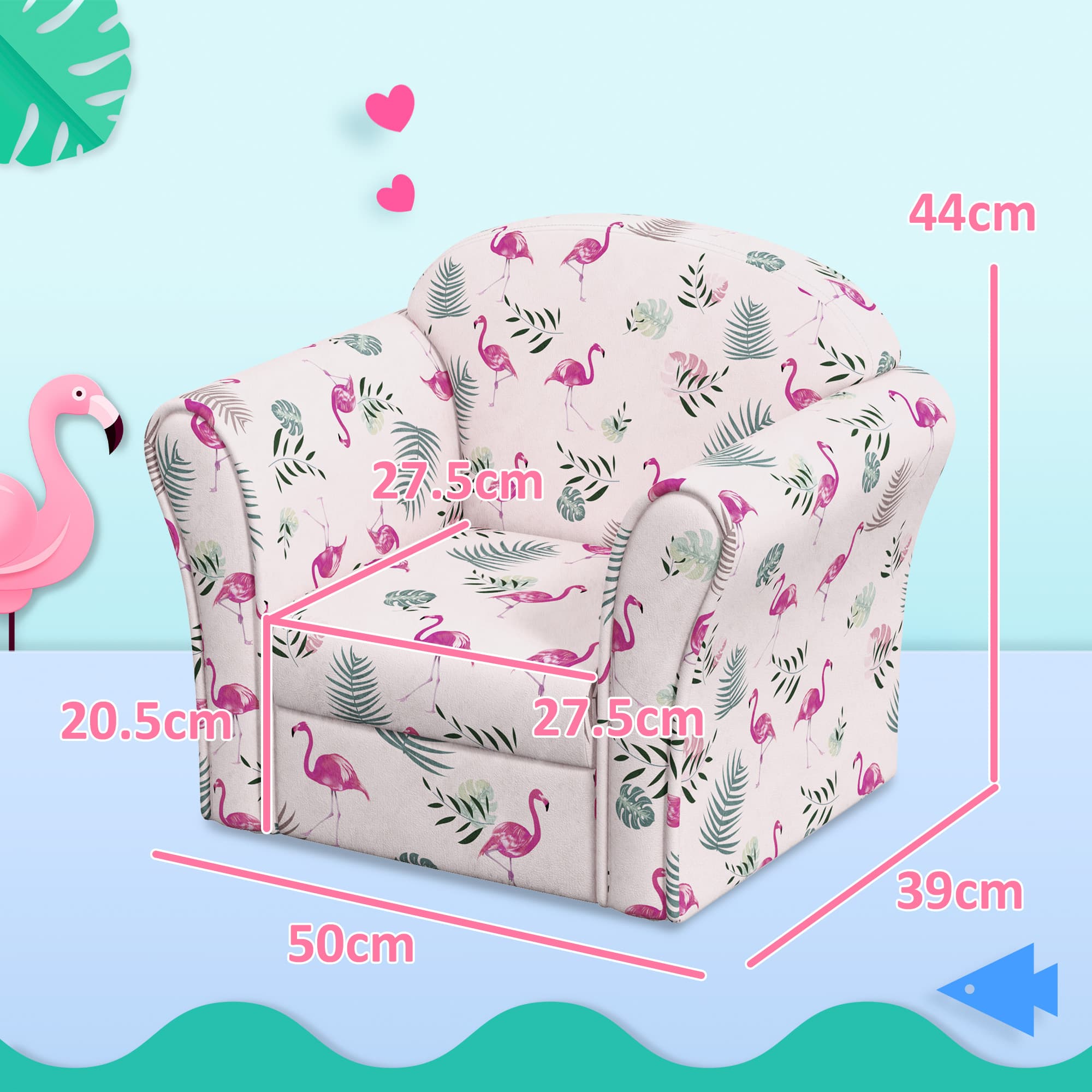 Flamingo Kids Armchair With Tropical Print Upholstery - image 5