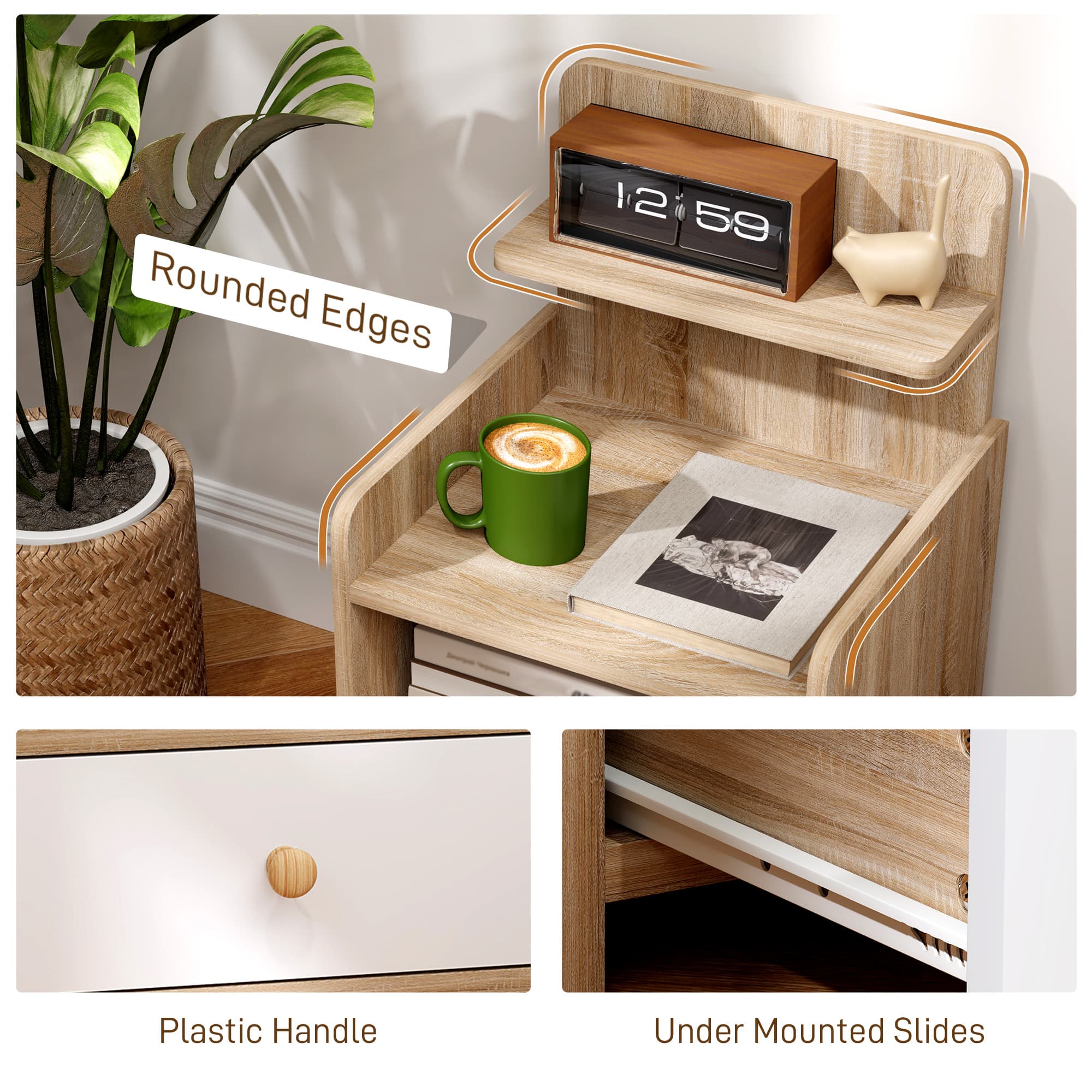 Bedside table with shelves and white drawer - image 8