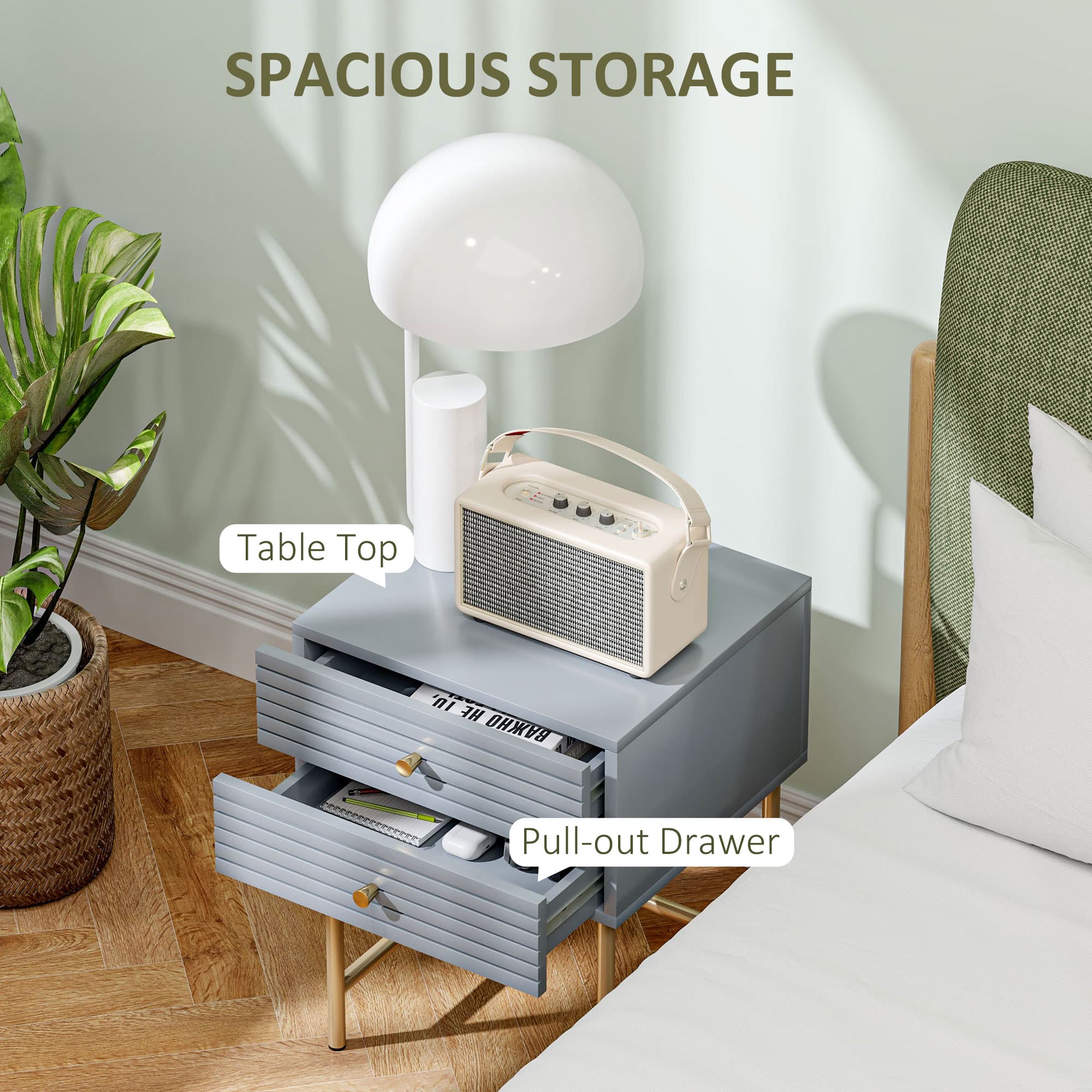 Transform Your Bedroom with Elegant Grey & Gold Bedside Tables - image 3