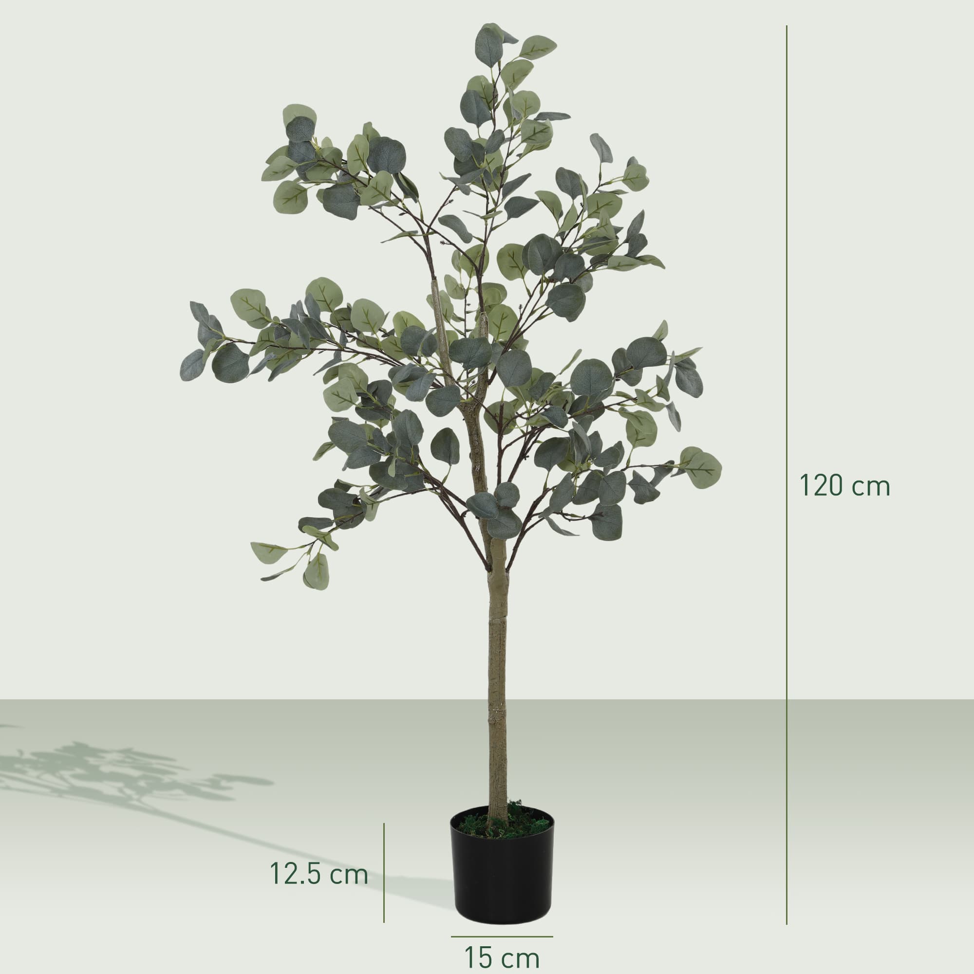 Set of 2 Artificial Silver Dollar Eucalyptus Trees in Black Pots - image 5