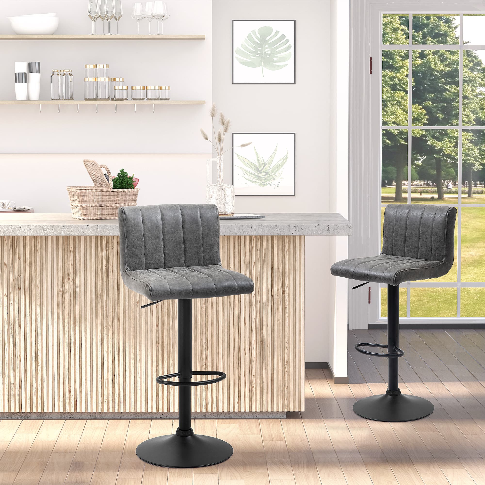 Grey Adjustable Barstools for Kitchen Counter Seating - image 6