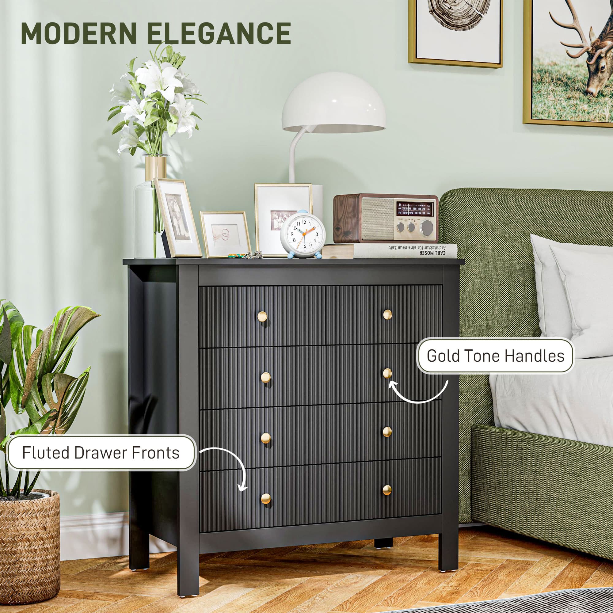 Transform Your Bedroom with this Elegant Black 5-Drawer Chest - image 1