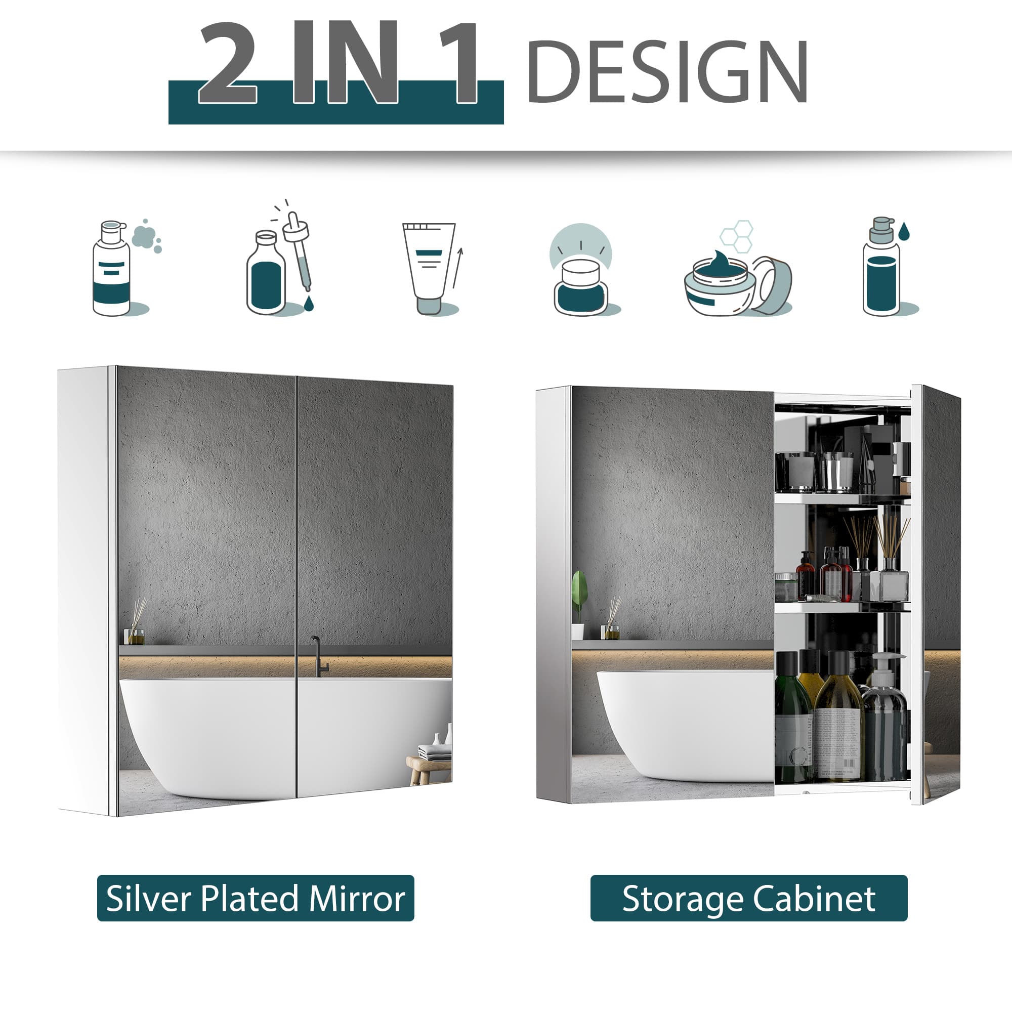 Wall-Mounted Mirror Cabinet for Bathroom Storage - image 1